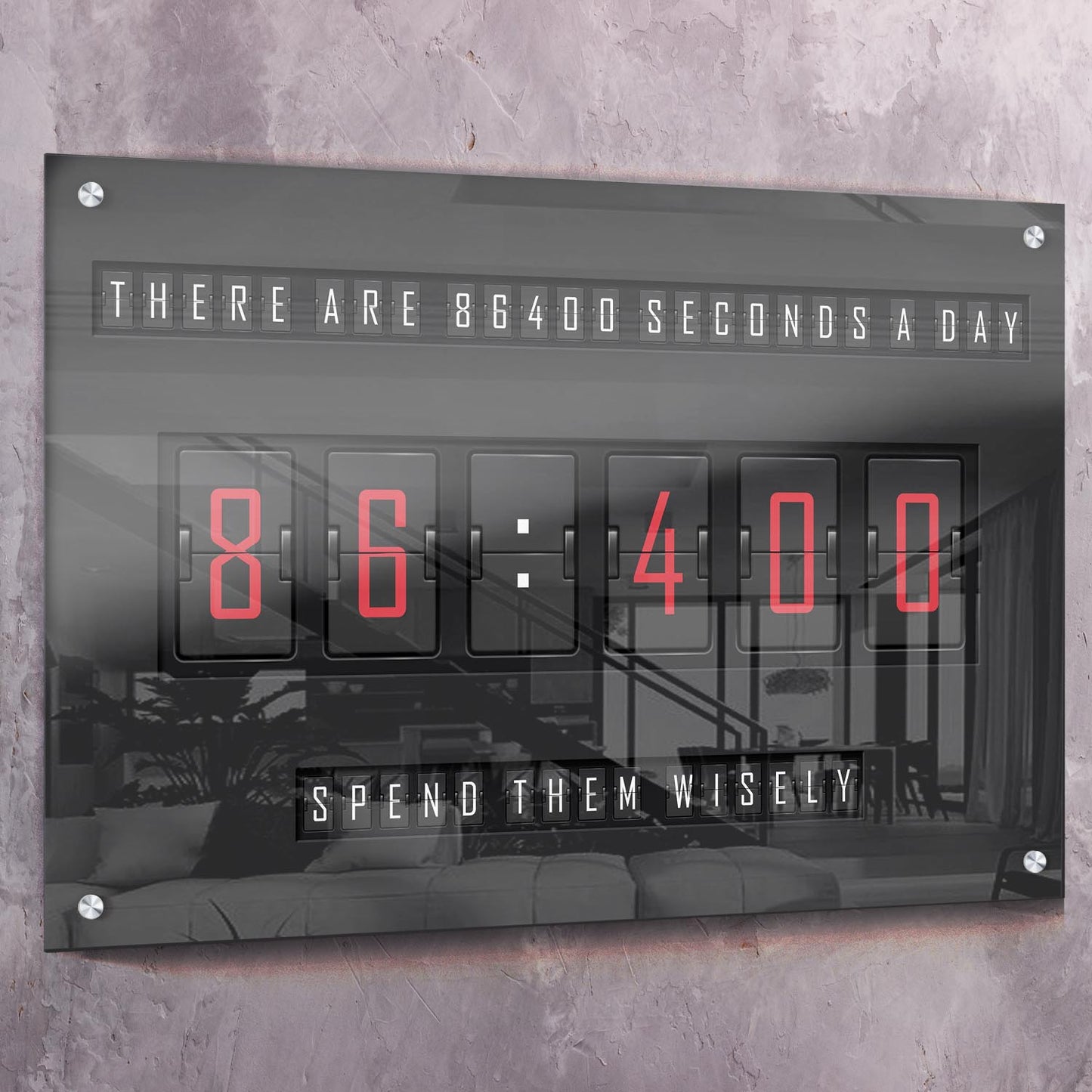 86400 Seconds in a Day Wall Art | Inspirational Wall Art Motivational Wall Art Quotes Office Art | Impaktiv Exclusive Canvas Art Landscape