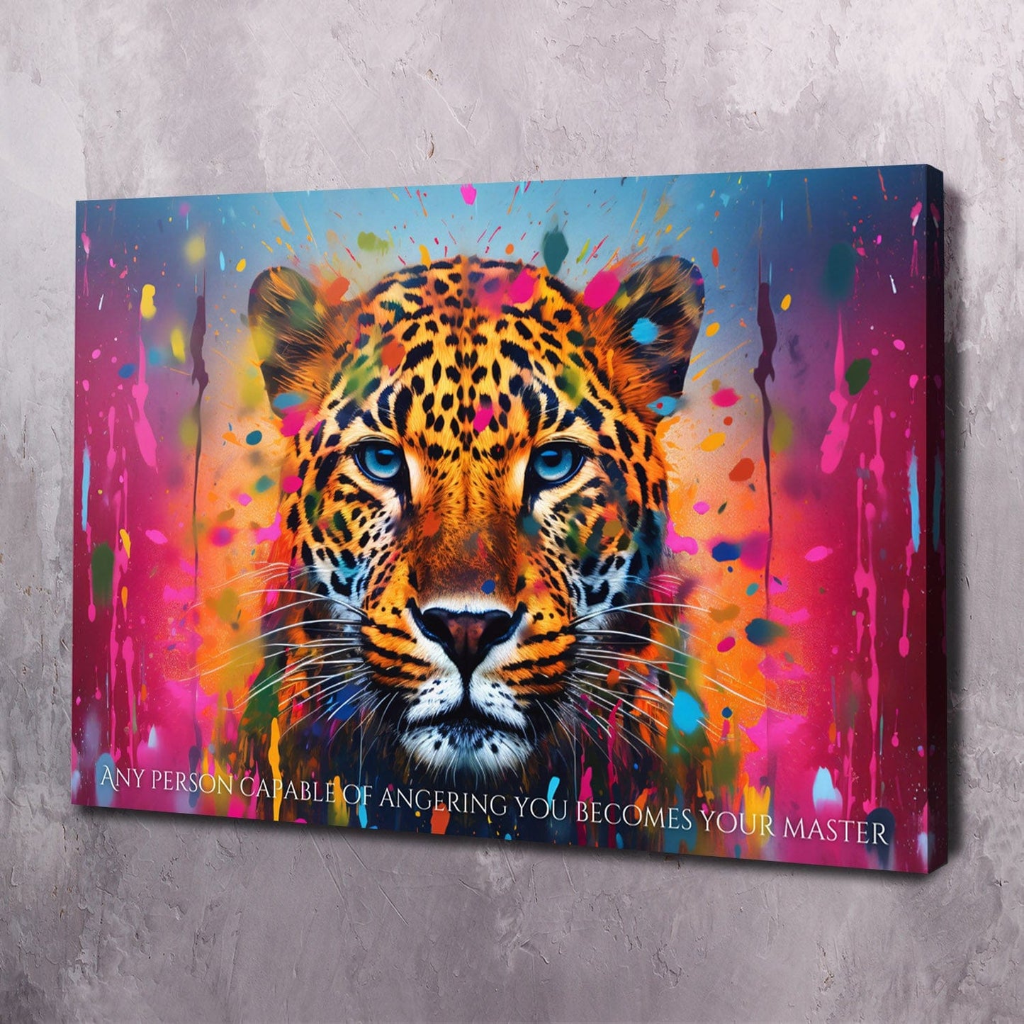 Abstract Leopard - Any Person Capable of Angering You Epictetus Quote Wall Art | Inspirational Wall Art Motivational Wall Art Quotes Office Art | Impaktiv Exclusive Canvas Art Landscape