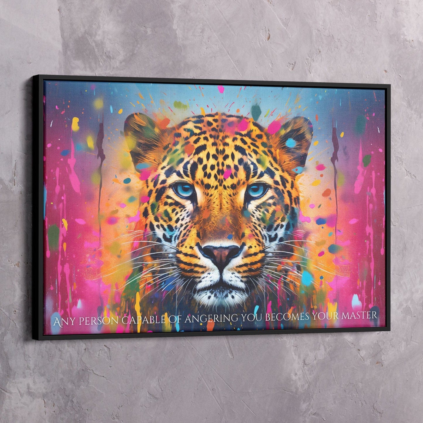 Abstract Leopard - Any Person Capable of Angering You Epictetus Quote Wall Art | Inspirational Wall Art Motivational Wall Art Quotes Office Art | Impaktiv Exclusive Canvas Art Landscape