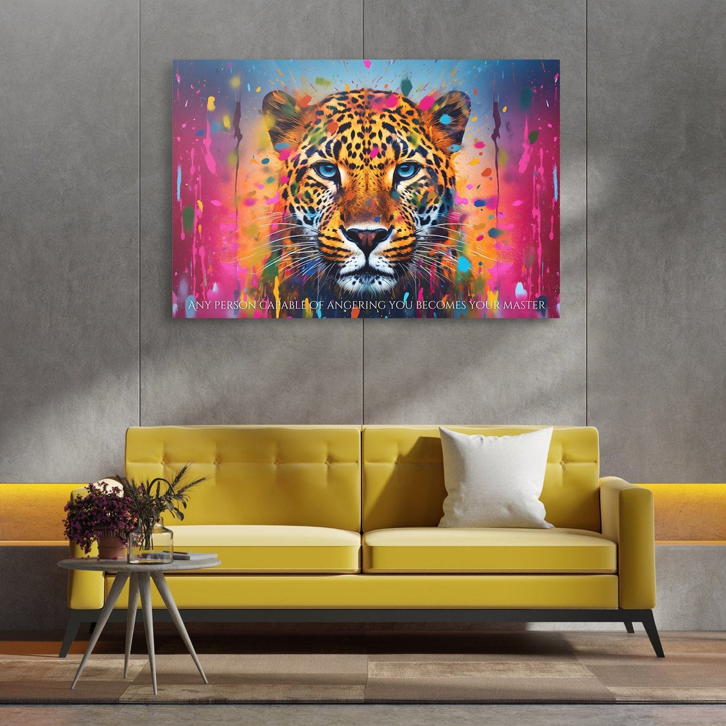 Abstract Leopard - Any Person Capable of Angering You Epictetus Quote Wall Art | Inspirational Wall Art Motivational Wall Art Quotes Office Art | Impaktiv Exclusive Canvas Art Landscape