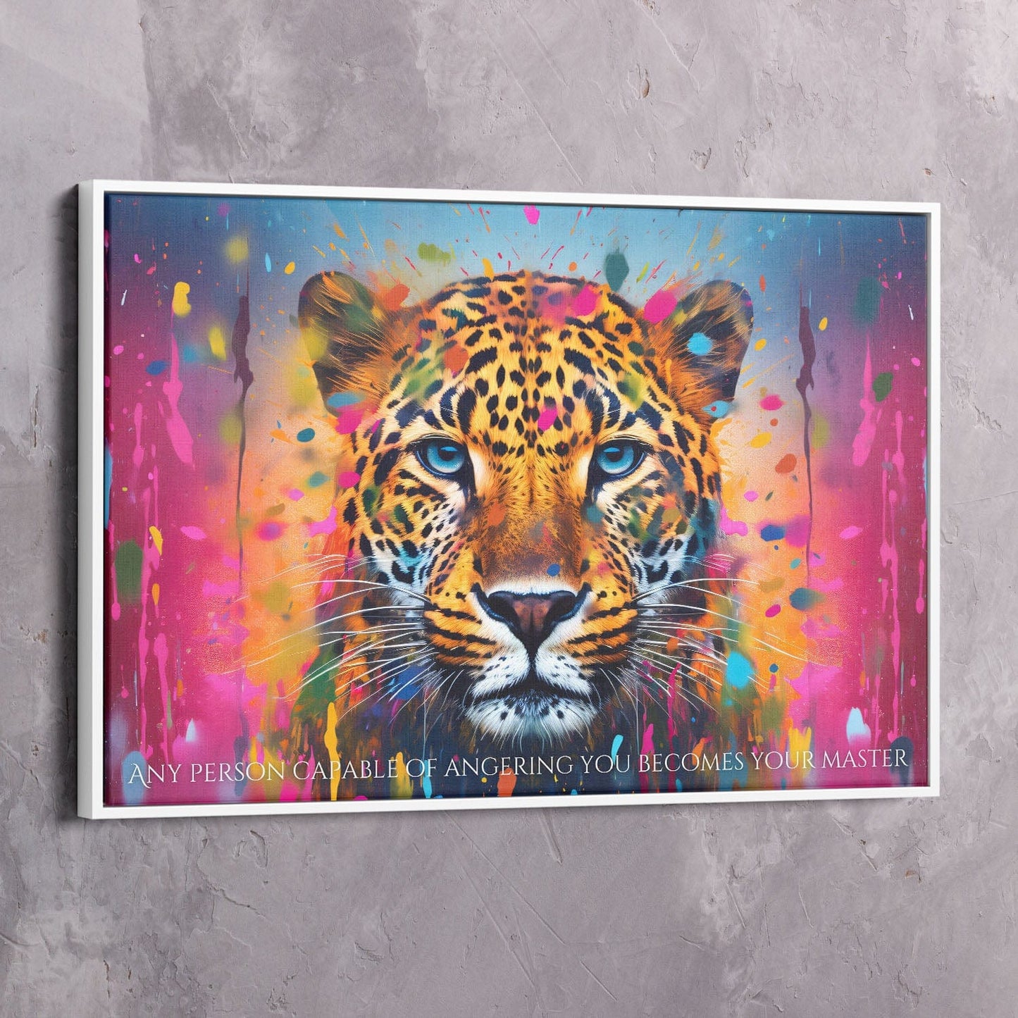 Abstract Leopard - Any Person Capable of Angering You Epictetus Quote Wall Art | Inspirational Wall Art Motivational Wall Art Quotes Office Art | Impaktiv Exclusive Canvas Art Landscape