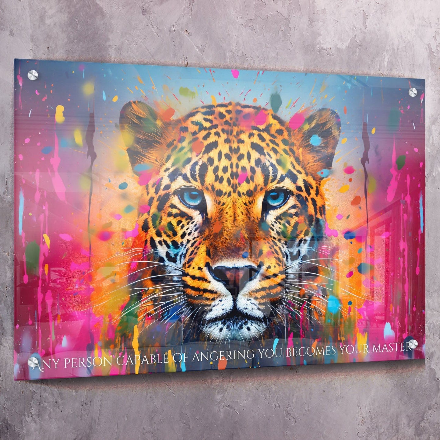 Abstract Leopard - Any Person Capable of Angering You Epictetus Quote Wall Art | Inspirational Wall Art Motivational Wall Art Quotes Office Art | Impaktiv Exclusive Canvas Art Landscape