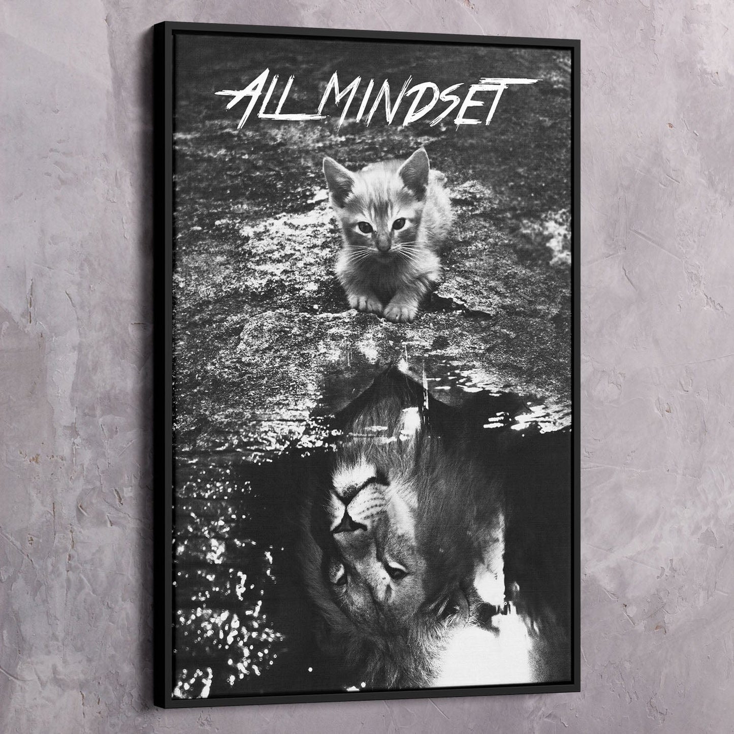 All Mindset Kitten Reflection Wall Art | Inspirational Wall Art Motivational Wall Art Quotes Office Art | Impaktiv Exclusive Canvas Art Portrait