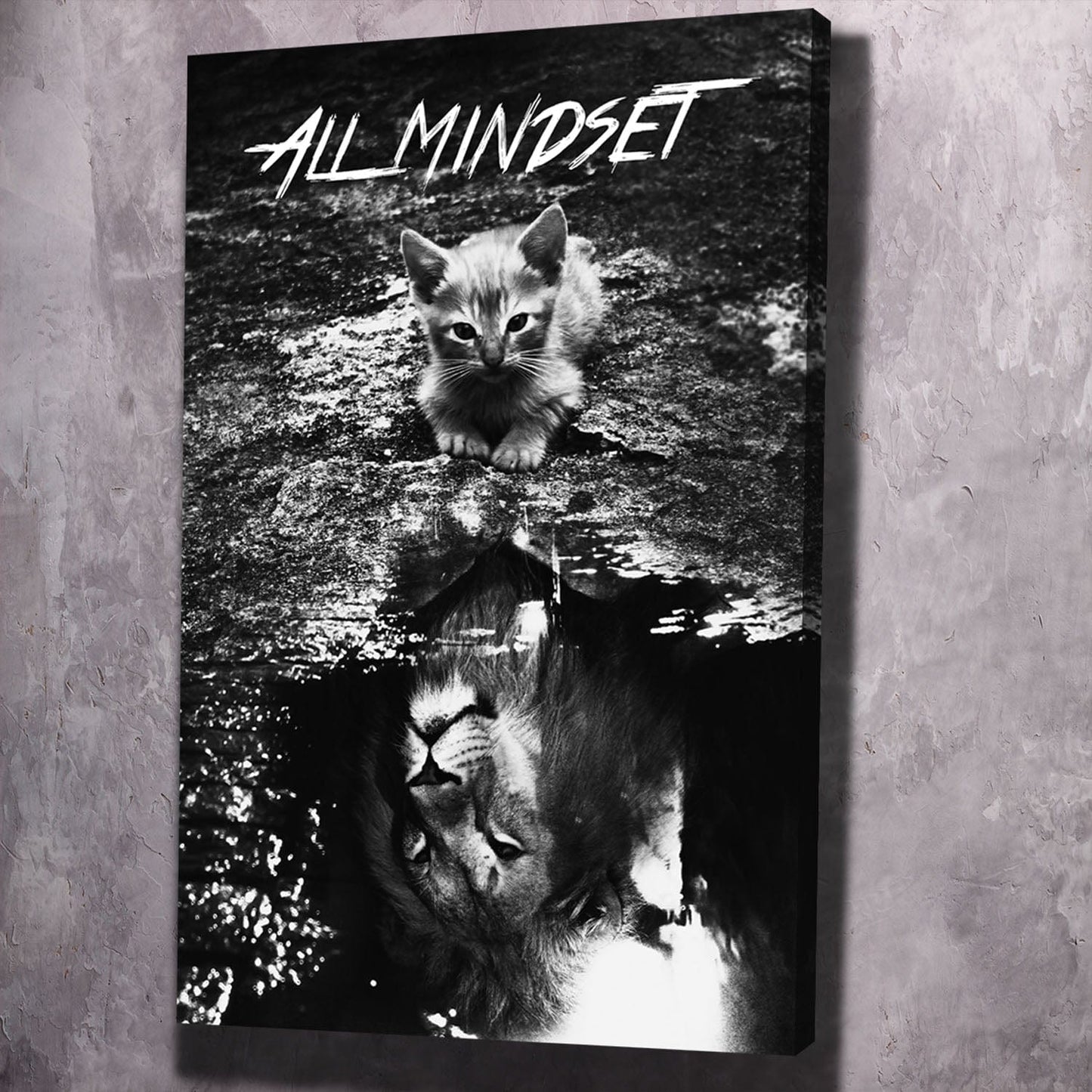 All Mindset Kitten Reflection Wall Art | Inspirational Wall Art Motivational Wall Art Quotes Office Art | Impaktiv Exclusive Canvas Art Portrait