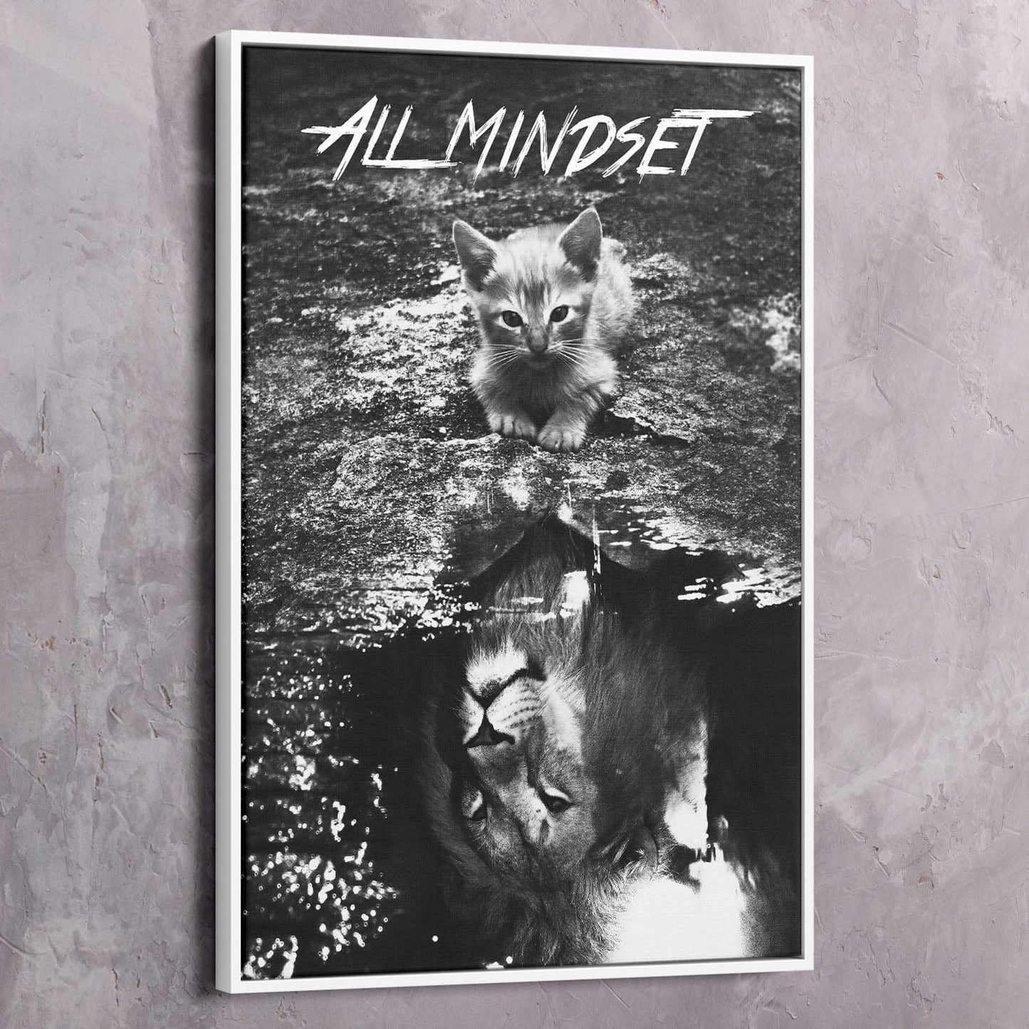 All Mindset Kitten Reflection Wall Art | Inspirational Wall Art Motivational Wall Art Quotes Office Art | Impaktiv Exclusive Canvas Art Portrait