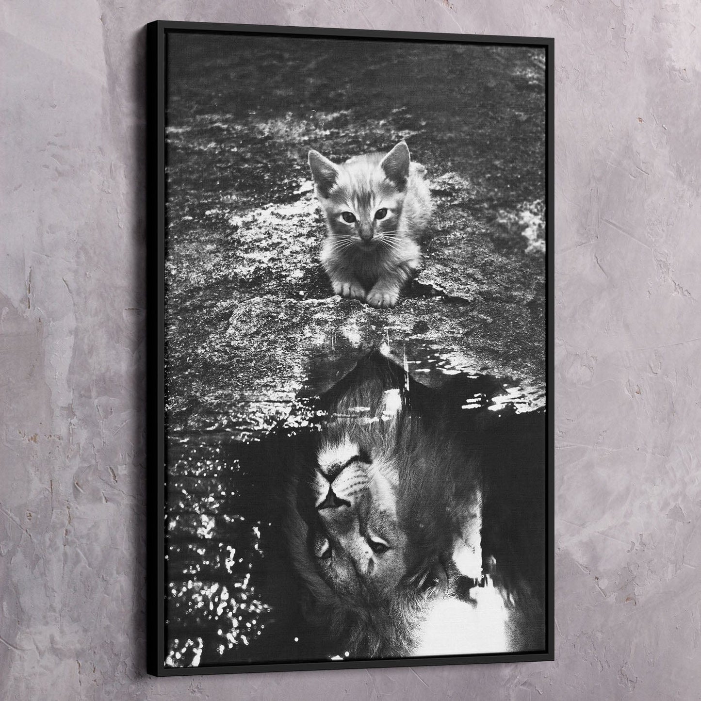 All Mindset Kitten Reflection Wall Art | Inspirational Wall Art Motivational Wall Art Quotes Office Art | Impaktiv Exclusive Canvas Art Portrait
