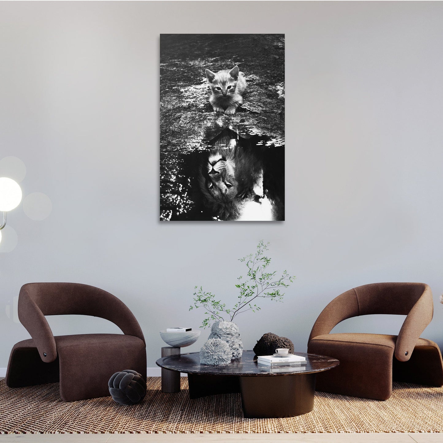 All Mindset Kitten Reflection Wall Art | Inspirational Wall Art Motivational Wall Art Quotes Office Art | Impaktiv Exclusive Canvas Art Portrait
