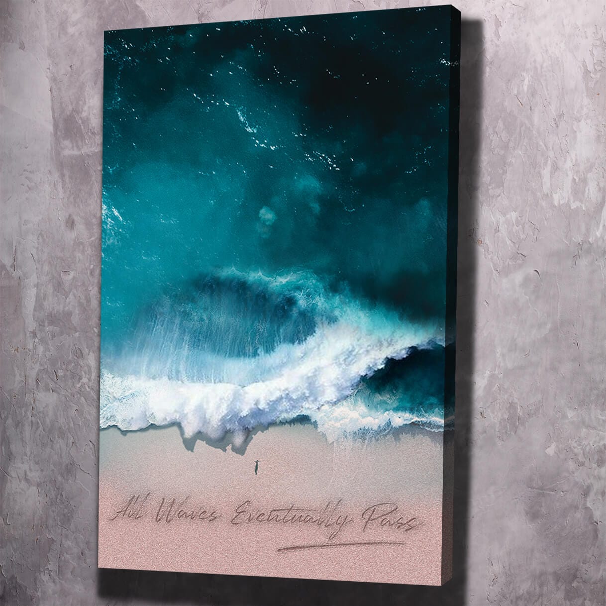 All Waves Eventually Pass Art Wall Art | Inspirational Wall Art Motivational Wall Art Quotes Office Art | Impaktiv Exclusive Canvas Art Portrait
