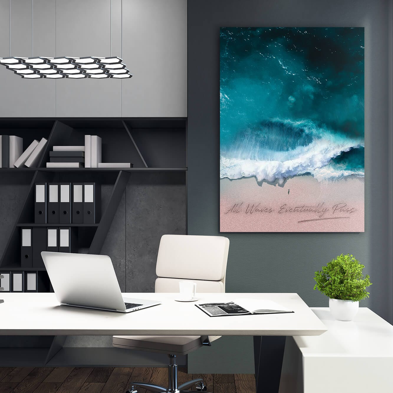 All Waves Eventually Pass Art Wall Art | Inspirational Wall Art Motivational Wall Art Quotes Office Art | Impaktiv Exclusive Canvas Art Portrait