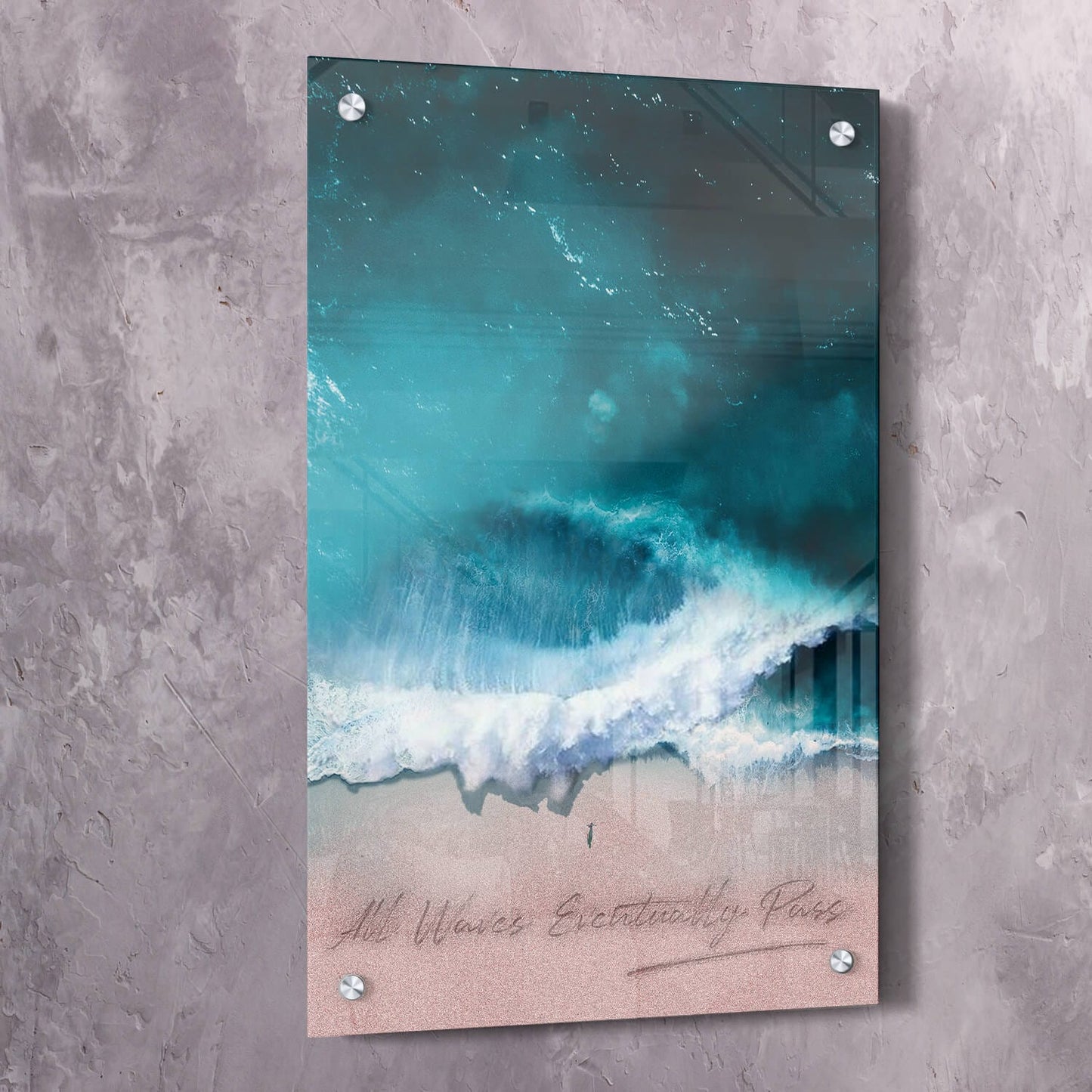All Waves Eventually Pass Art Wall Art | Inspirational Wall Art Motivational Wall Art Quotes Office Art | Impaktiv Exclusive Canvas Art Portrait