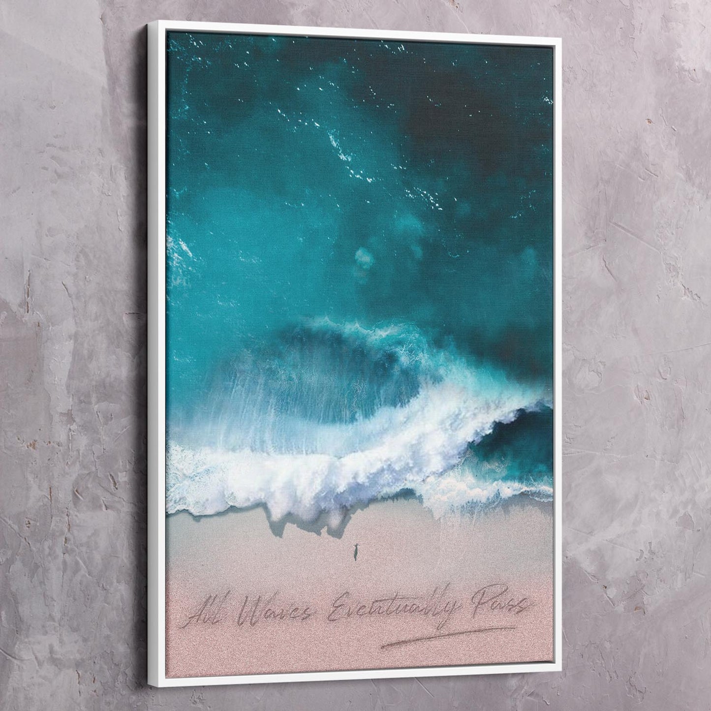 All Waves Eventually Pass Art Wall Art | Inspirational Wall Art Motivational Wall Art Quotes Office Art | Impaktiv Exclusive Canvas Art Portrait