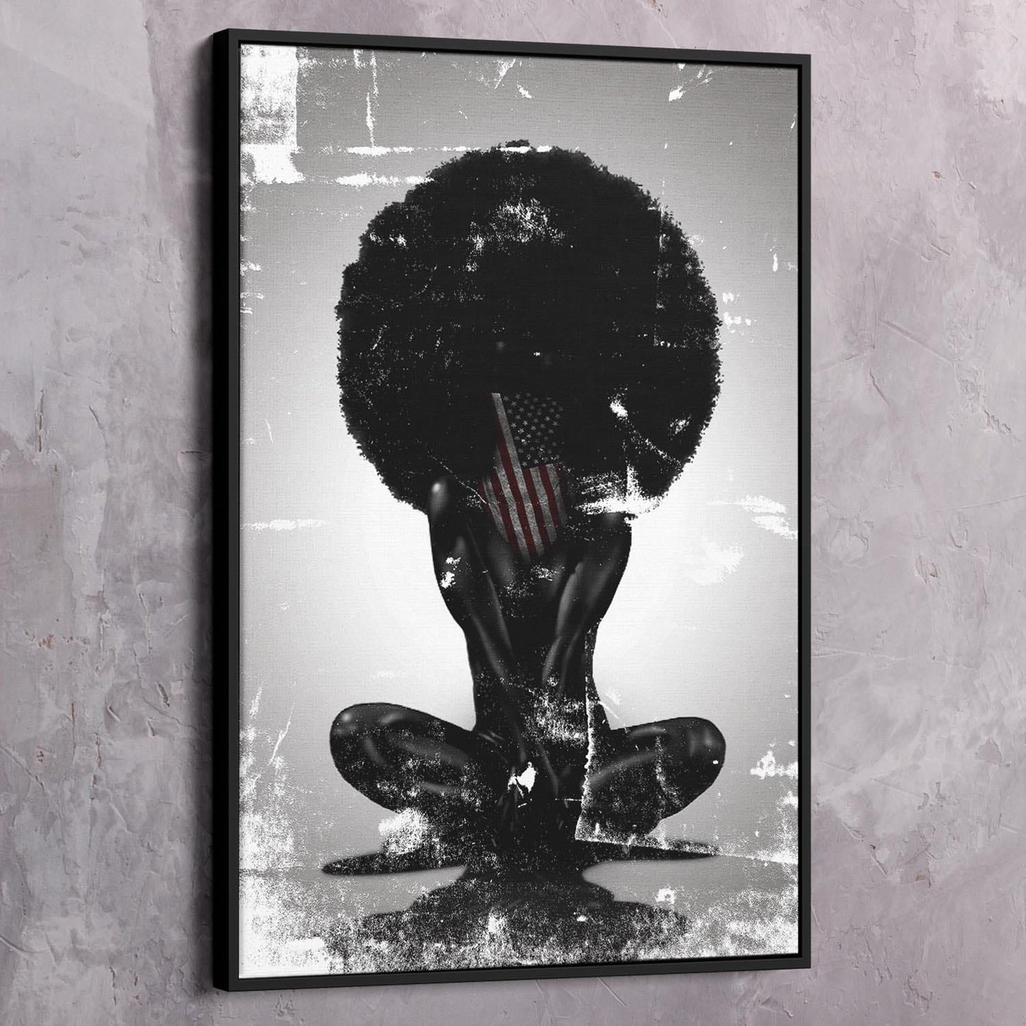 American Black Beauty Afro Silhouette Wall Art | Inspirational Wall Art Motivational Wall Art Quotes Office Art | Impaktiv Exclusive Canvas Art Portrait