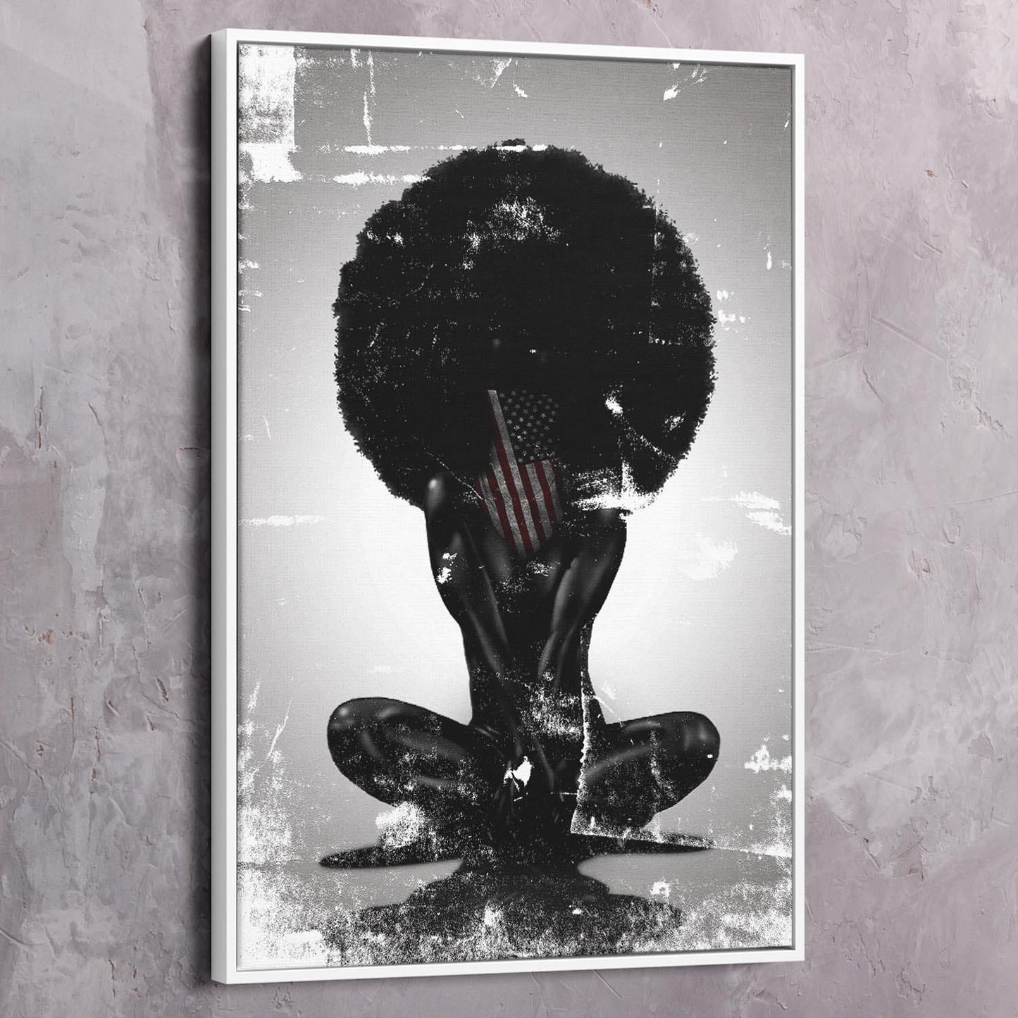American Black Beauty Afro Silhouette Wall Art | Inspirational Wall Art Motivational Wall Art Quotes Office Art | Impaktiv Exclusive Canvas Art Portrait