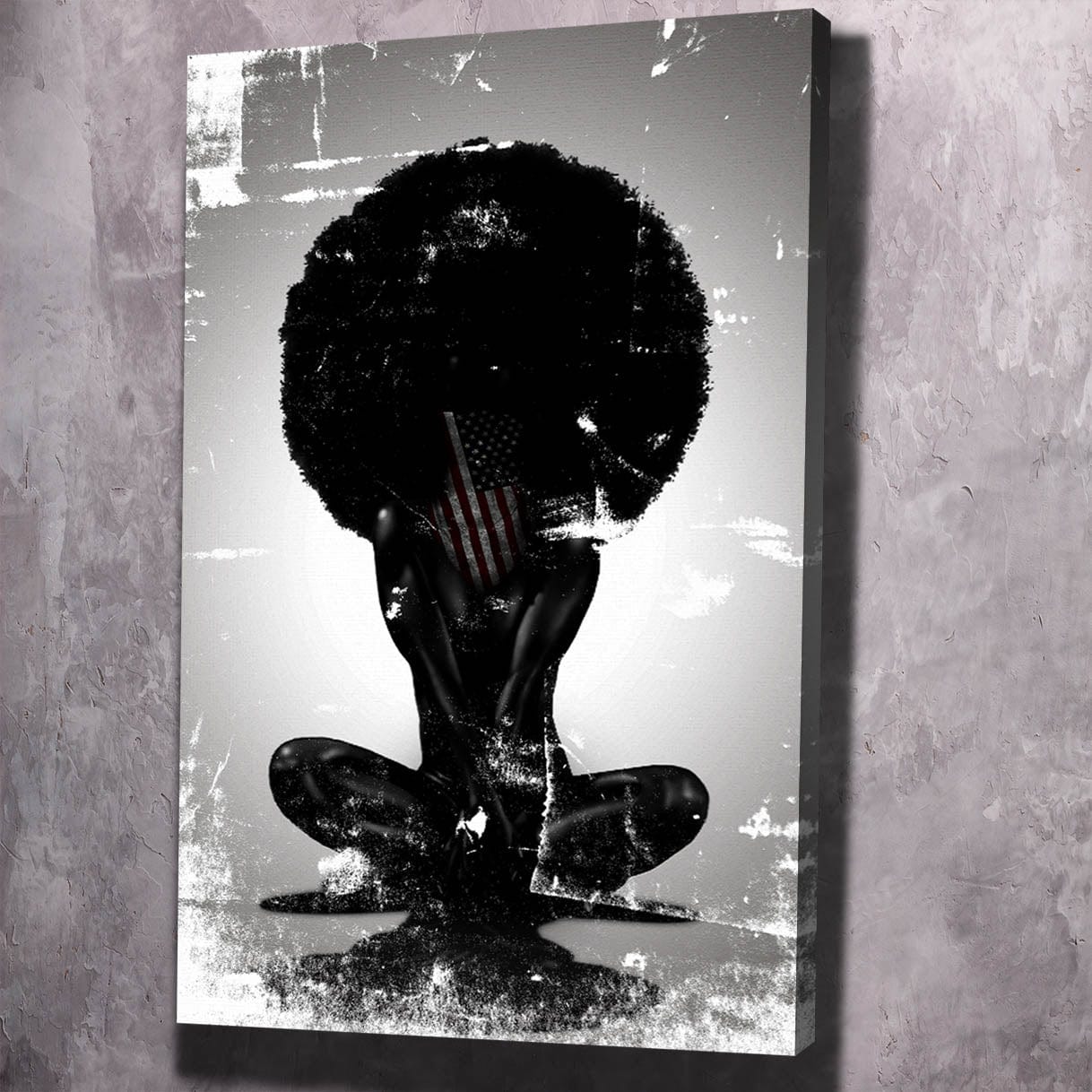 American Black Beauty Afro Silhouette Wall Art | Inspirational Wall Art Motivational Wall Art Quotes Office Art | Impaktiv Exclusive Canvas Art Portrait