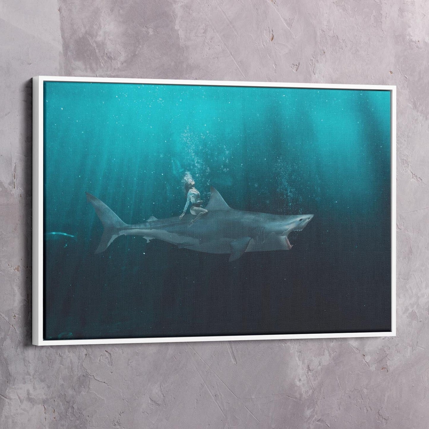 Be Fearless Shark Ride Art Wall Art | Inspirational Wall Art Motivational Wall Art Quotes Office Art | Impaktiv Exclusive Canvas Art Landscape