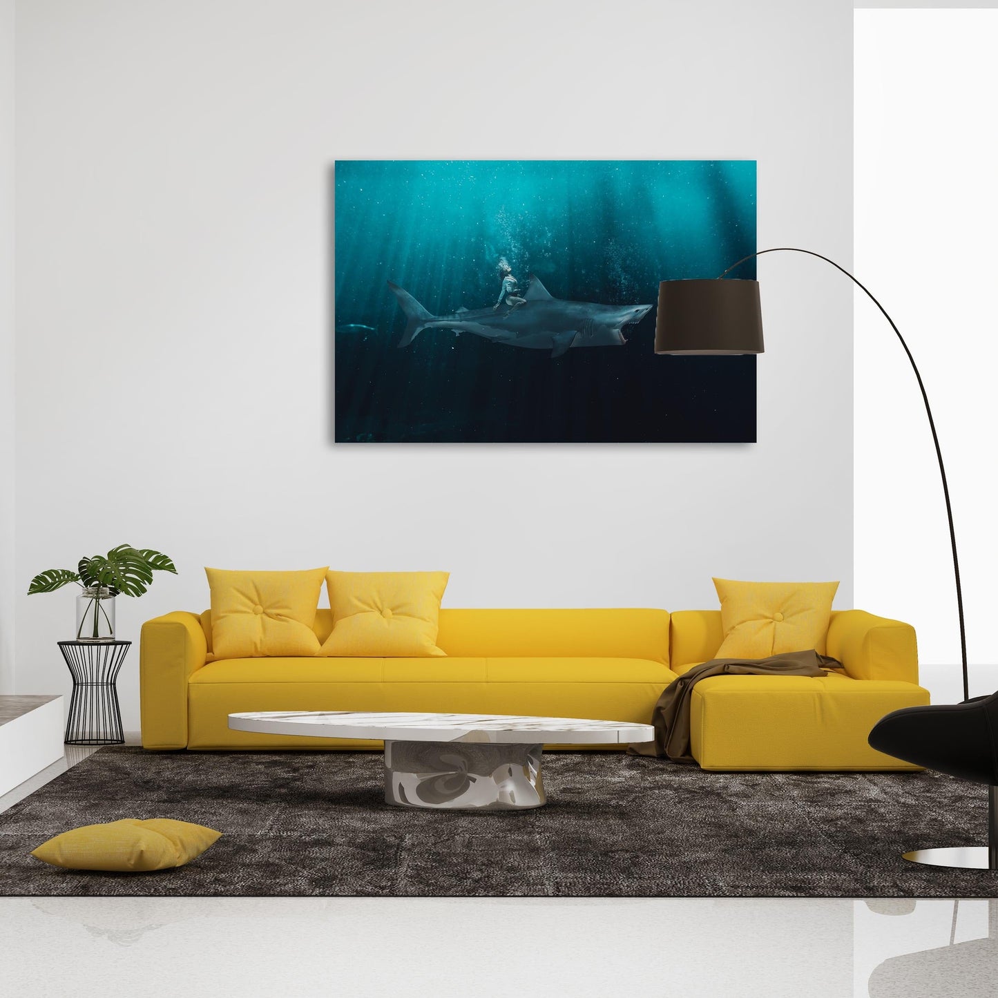 Be Fearless Shark Ride Art Wall Art | Inspirational Wall Art Motivational Wall Art Quotes Office Art | Impaktiv Exclusive Canvas Art Landscape