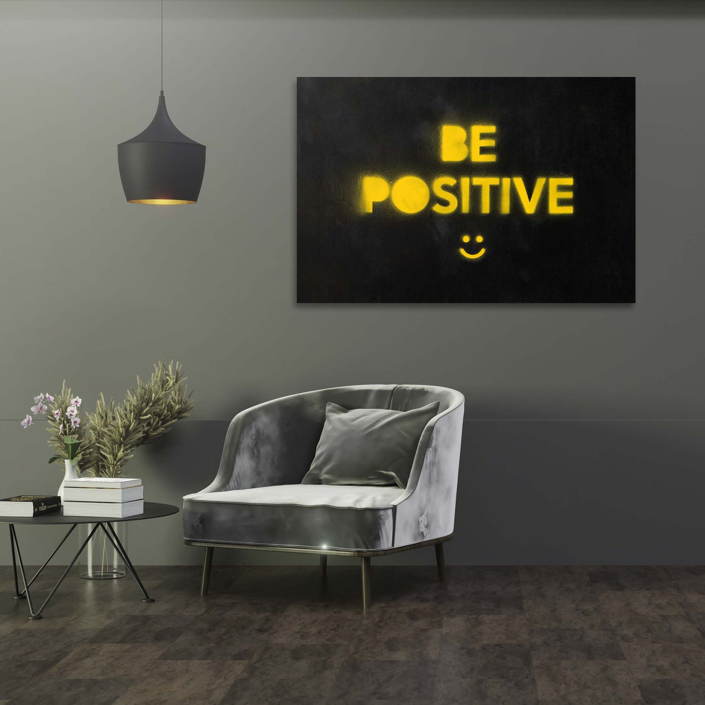 Be Positive Wall Art | Inspirational Wall Art Motivational Wall Art Quotes Office Art | Impaktiv Exclusive Canvas Art Landscape