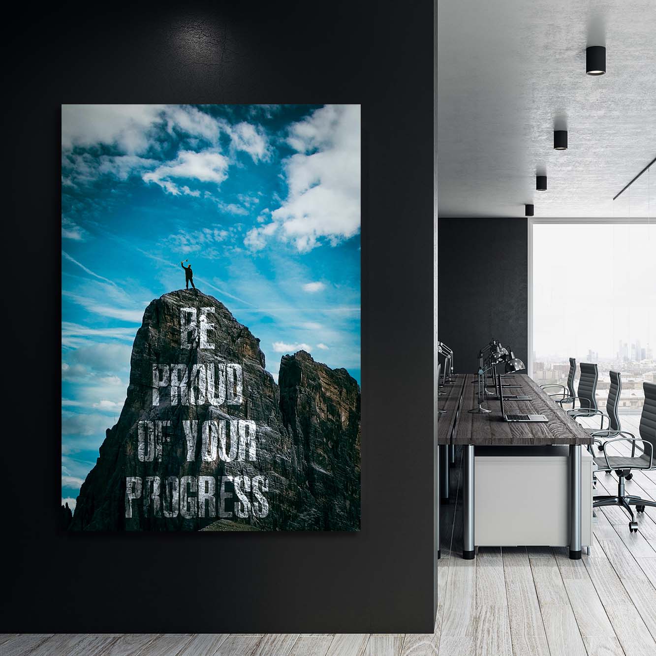 Be Proud of Your Progress Art Wall Art | Inspirational Wall Art Motivational Wall Art Quotes Office Art | Impaktiv Exclusive Canvas Art Portrait