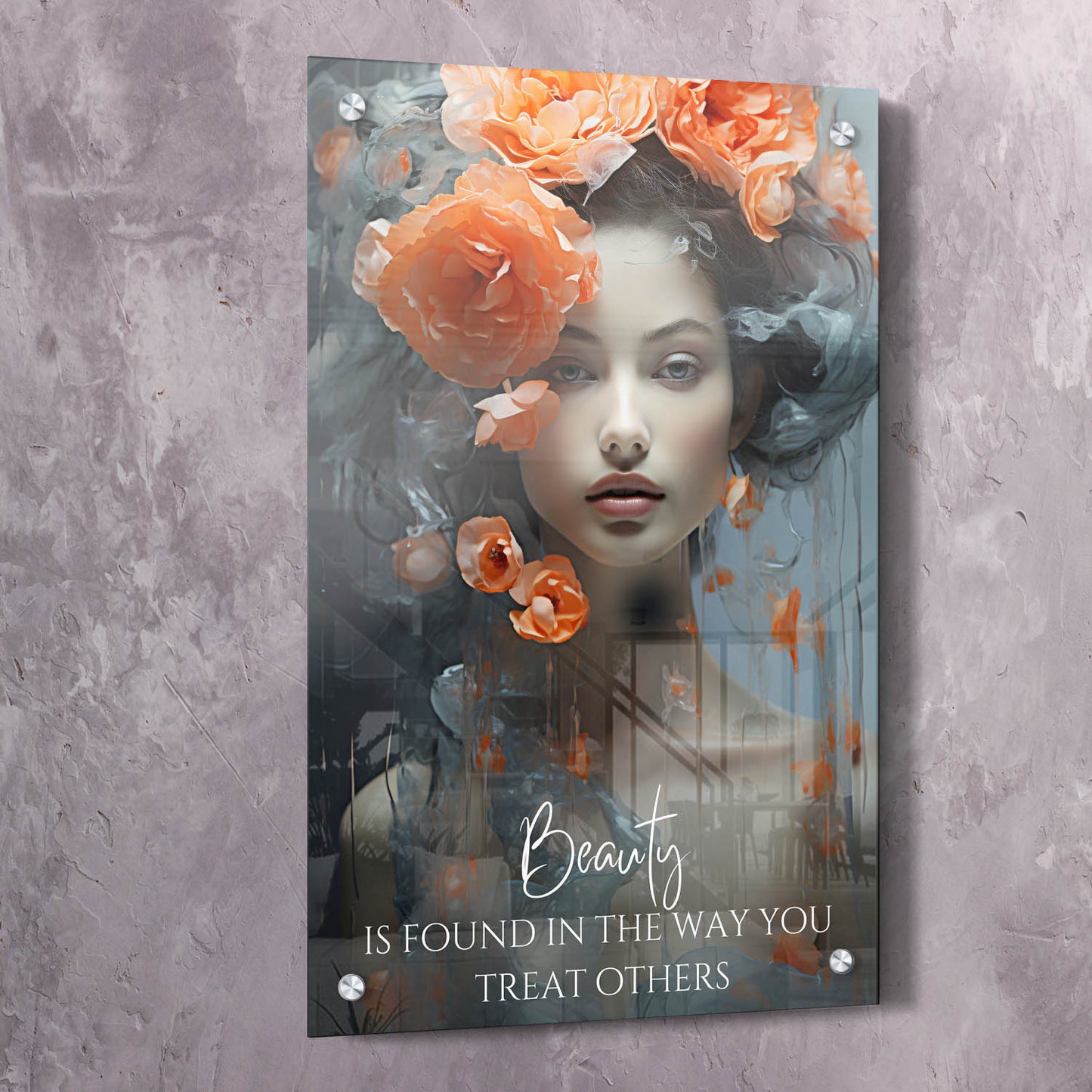 Beauty is Found in The Way You Treat Others Quote - Shop exclusive inspirational wall art, motivational wall art, office art, home office wall decor quotes, wall art quotes, office artwork, motivational art only at Impaktiv in canvas and acrylic formats.