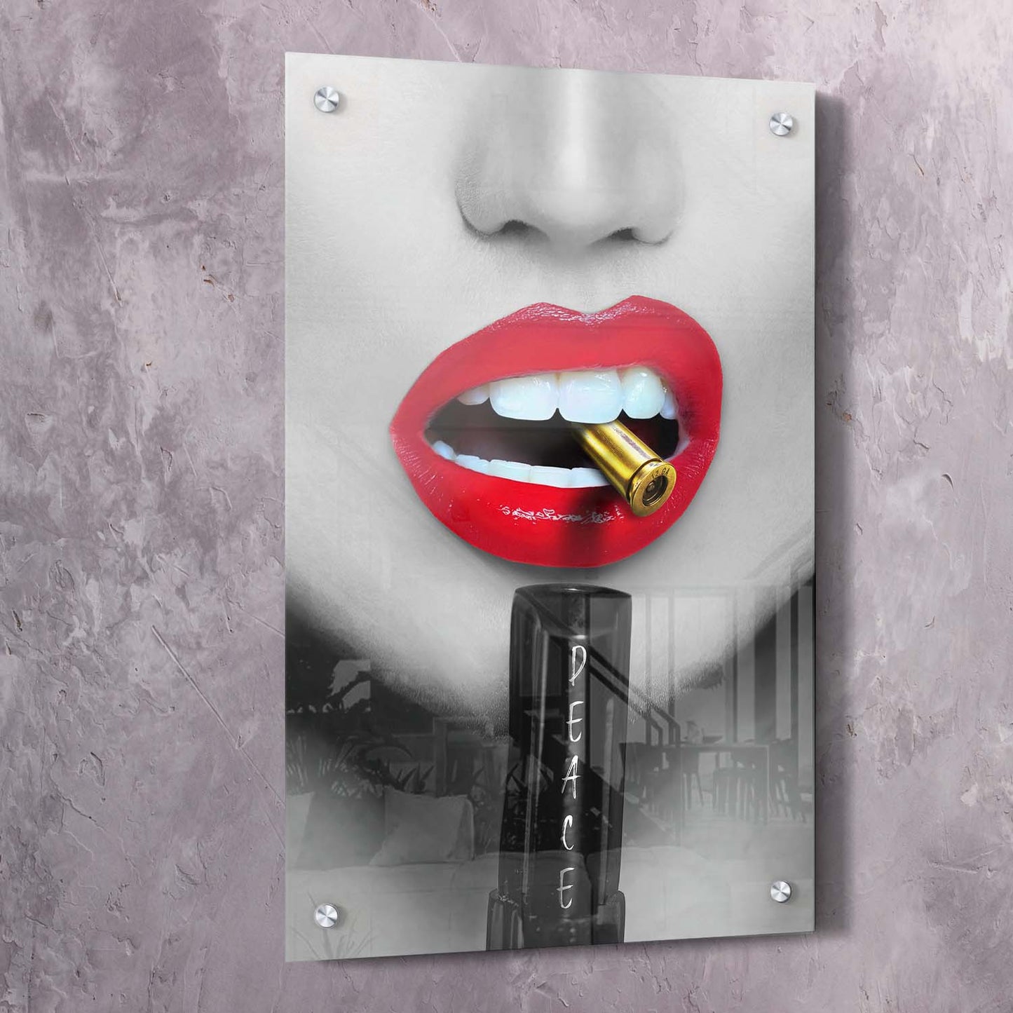 Bite The Bullet Peace Art Wall Art | Inspirational Wall Art Motivational Wall Art Quotes Office Art | Impaktiv Exclusive Canvas Art Portrait