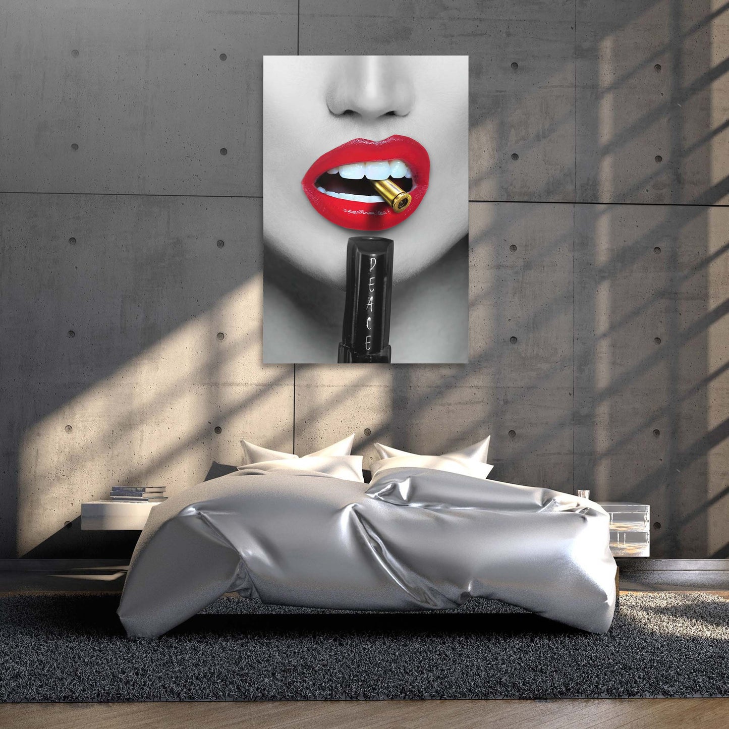 Bite The Bullet Peace Art Wall Art | Inspirational Wall Art Motivational Wall Art Quotes Office Art | Impaktiv Exclusive Canvas Art Portrait