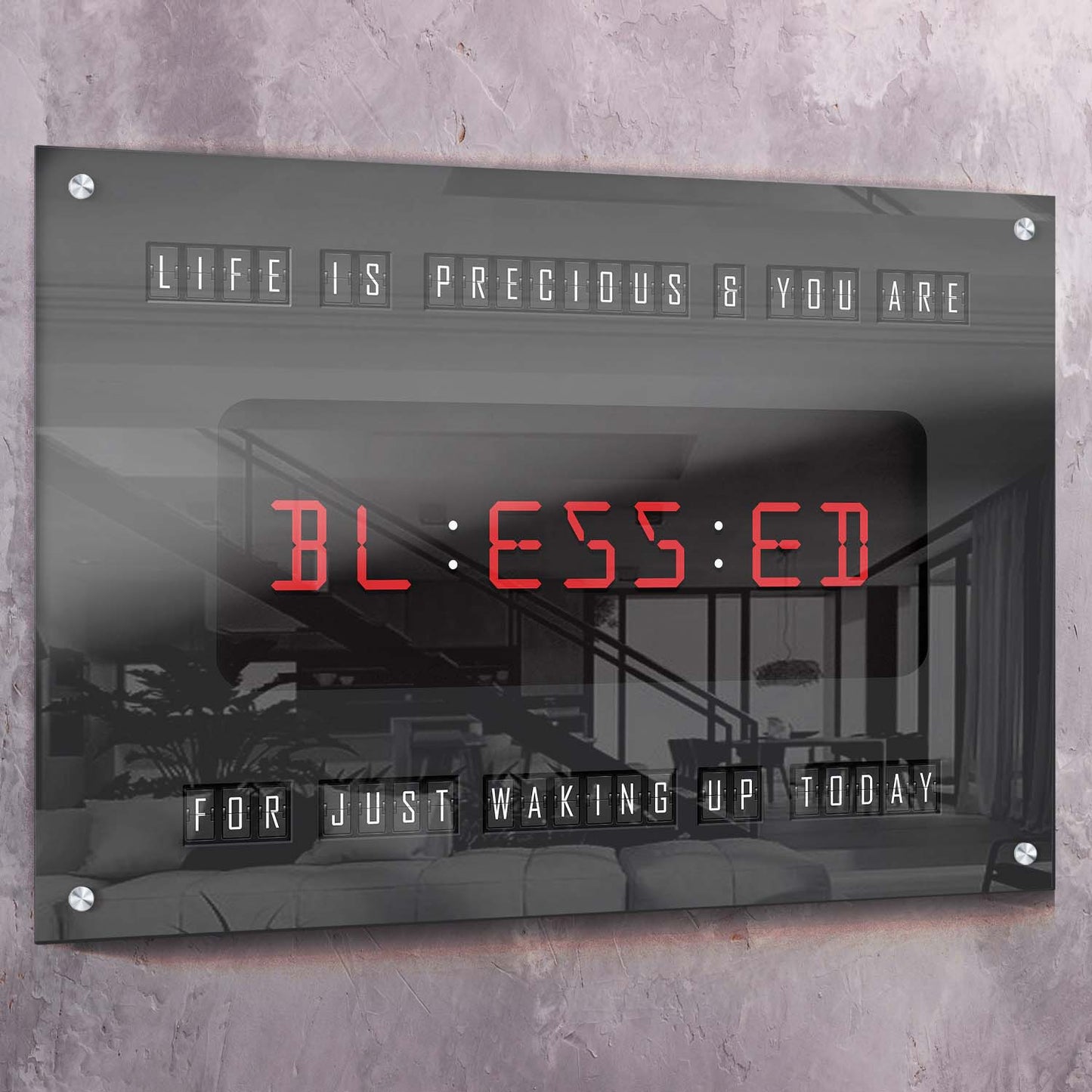 Blessed for Waking Up Today Clock Wall Art | Inspirational Wall Art Motivational Wall Art Quotes Office Art | Impaktiv Exclusive Canvas Art Landscape