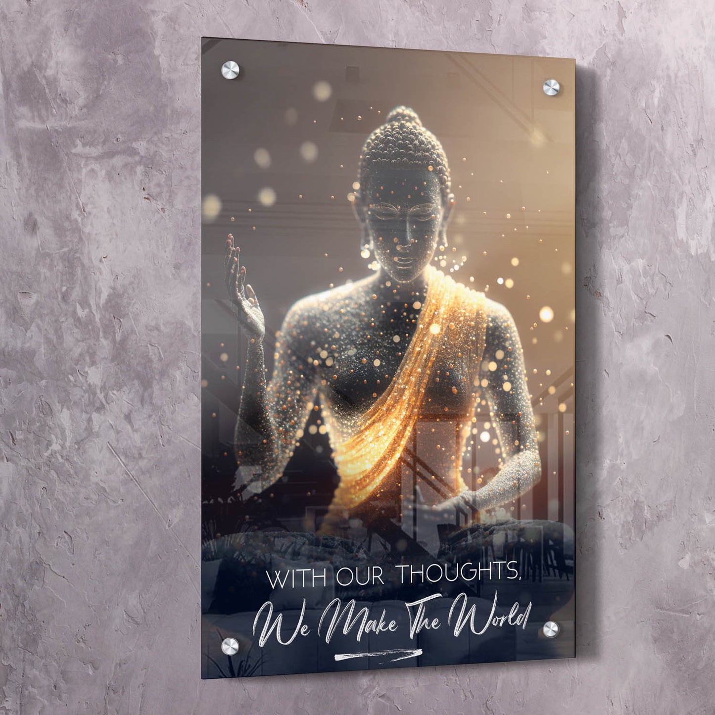 Buddha - With Our Thoughts Quote Wall Art | Inspirational Wall Art Motivational Wall Art Quotes Office Art | Impaktiv Exclusive Canvas Art Portrait