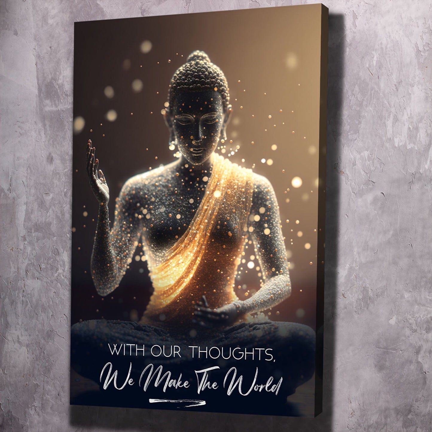 Buddha - With Our Thoughts Quote Wall Art | Inspirational Wall Art Motivational Wall Art Quotes Office Art | Impaktiv Exclusive Canvas Art Portrait