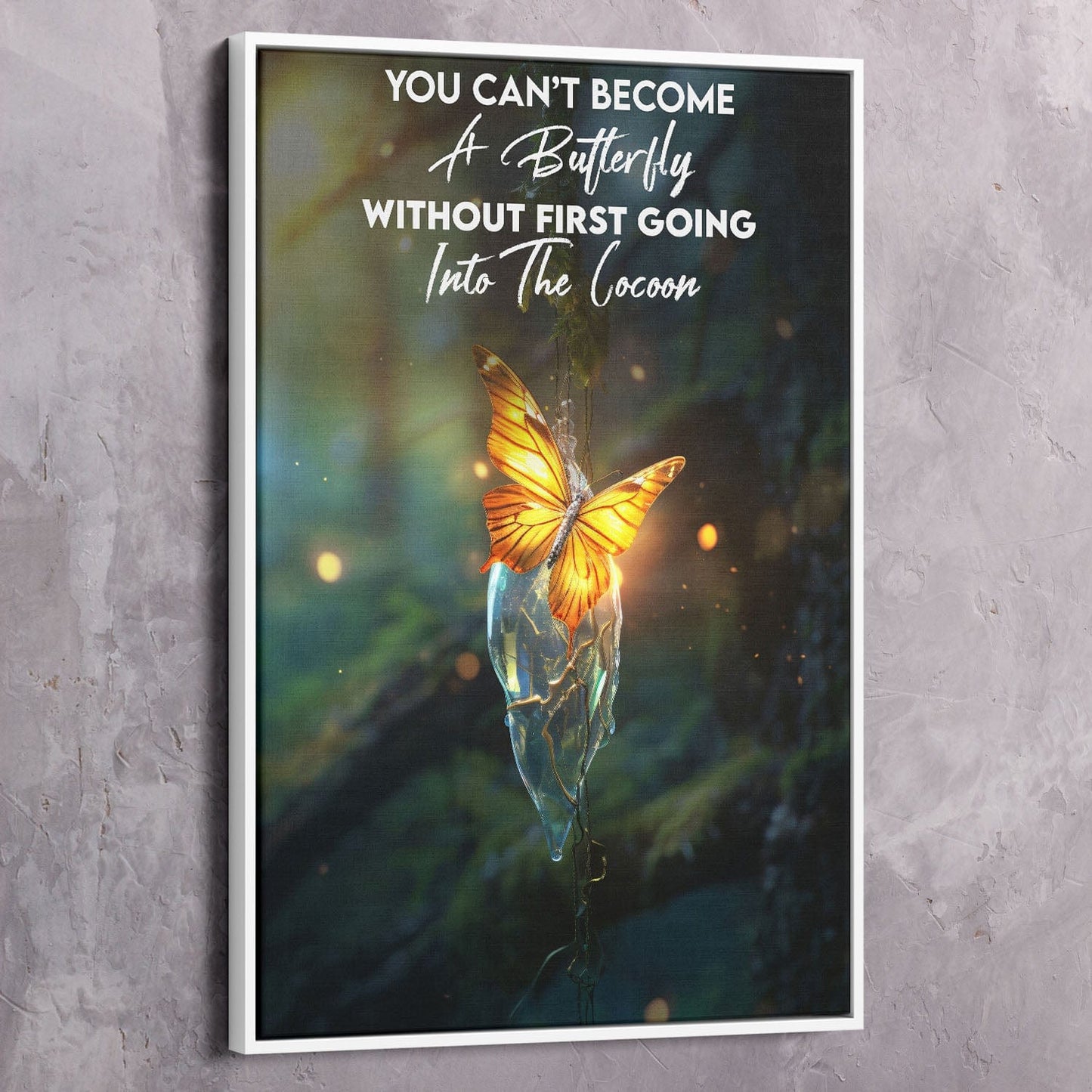 Butterfly Going Into the Cocoon Wall Art | Inspirational Wall Art Motivational Wall Art Quotes Office Art | Impaktiv Exclusive Canvas Art Portrait