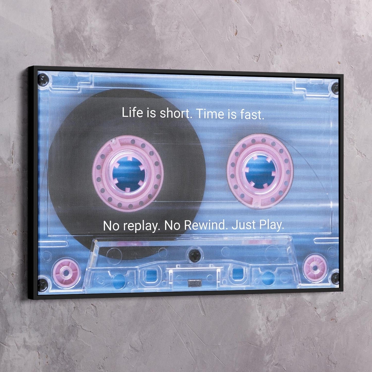 Cassette Tape Life is Short - Time is Fast Wall Art | Inspirational Wall Art Motivational Wall Art Quotes Office Art | Impaktiv Exclusive Canvas Art Landscape