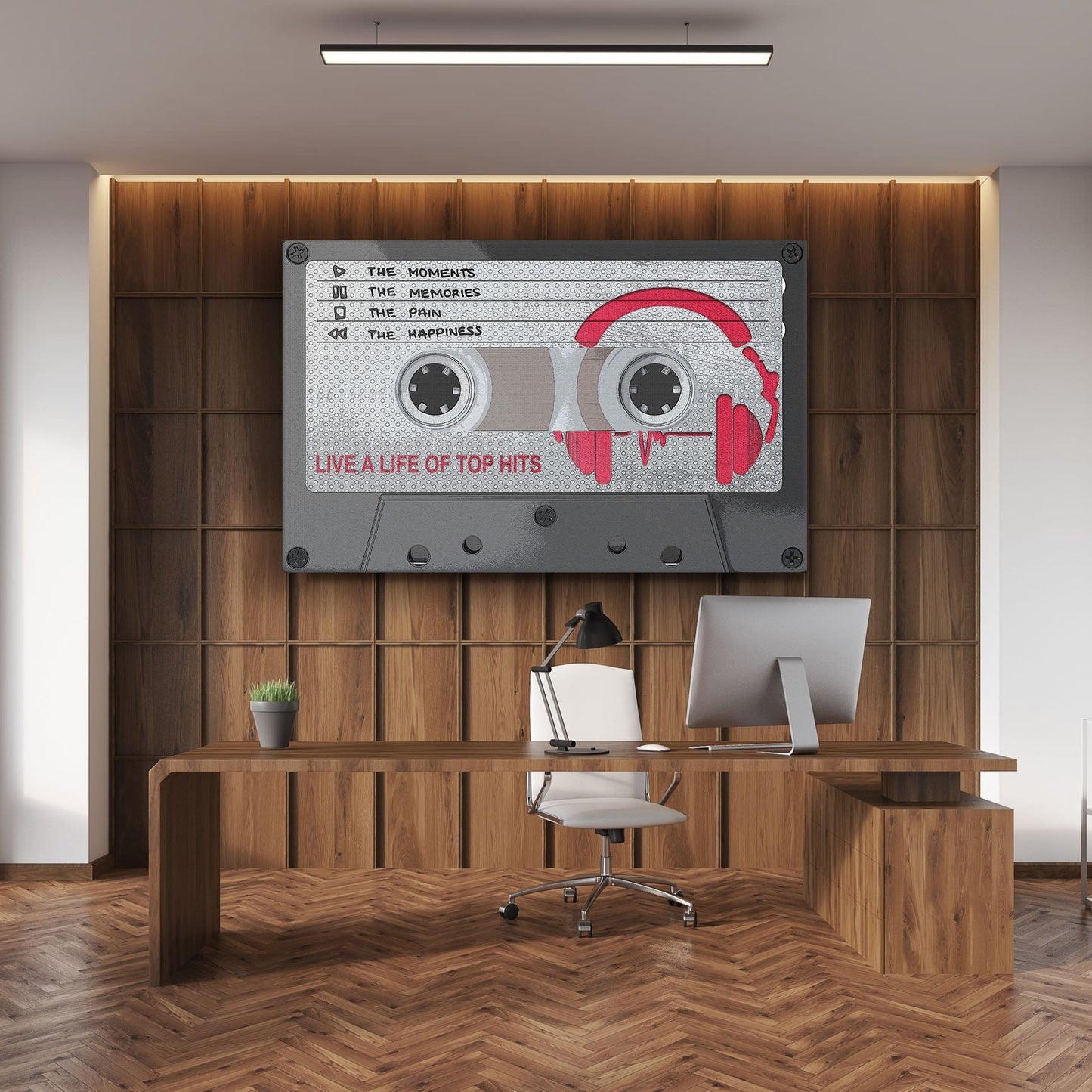 Cassette Tape Life of Top Hits Wall Art | Inspirational Wall Art Motivational Wall Art Quotes Office Art | Impaktiv Exclusive Canvas Art Landscape