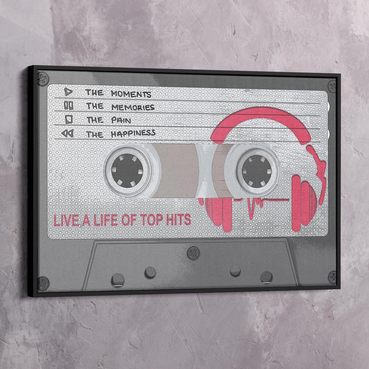 Cassette Tape Life of Top Hits Wall Art | Inspirational Wall Art Motivational Wall Art Quotes Office Art | Impaktiv Exclusive Canvas Art Landscape
