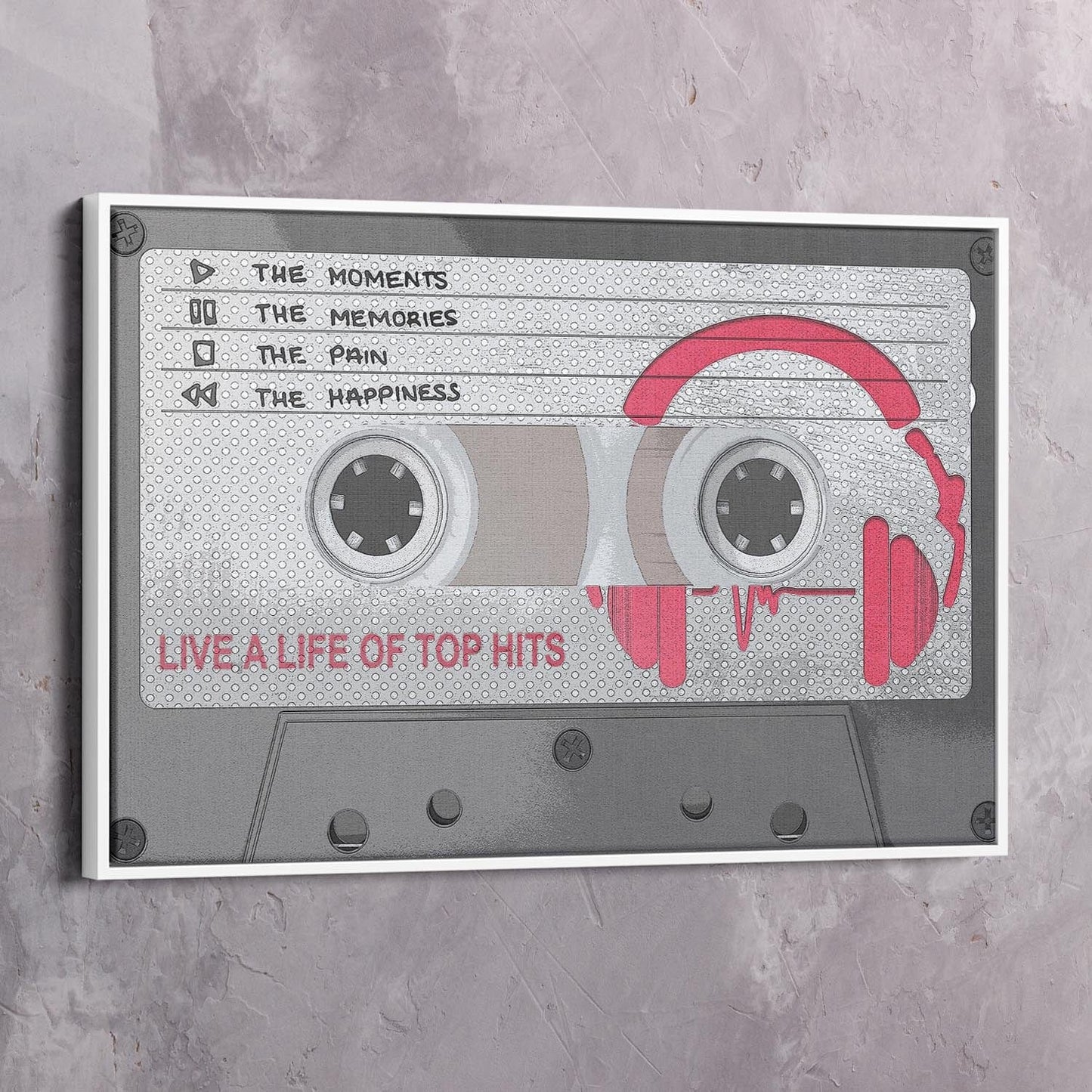 Cassette Tape Life of Top Hits Wall Art | Inspirational Wall Art Motivational Wall Art Quotes Office Art | Impaktiv Exclusive Canvas Art Landscape