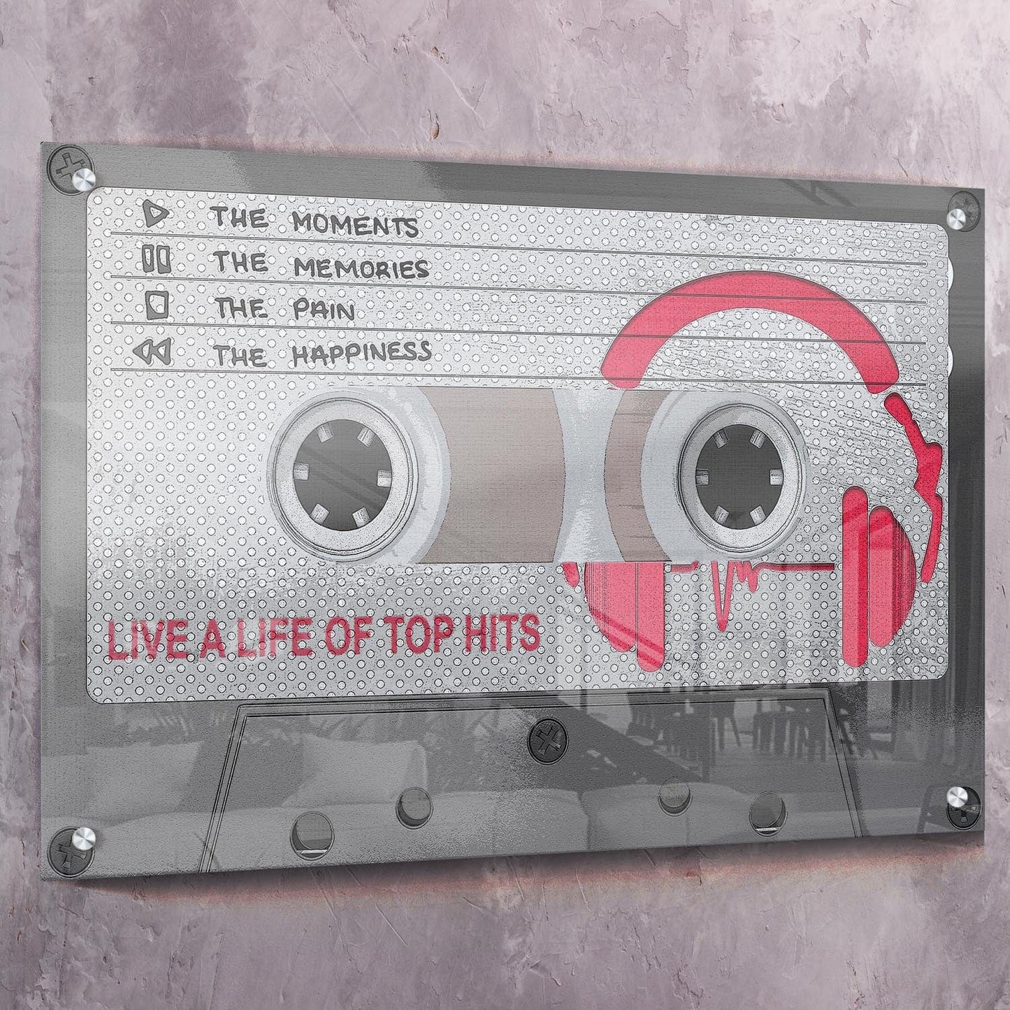 Cassette Tape Life of Top Hits Wall Art | Inspirational Wall Art Motivational Wall Art Quotes Office Art | Impaktiv Exclusive Canvas Art Landscape