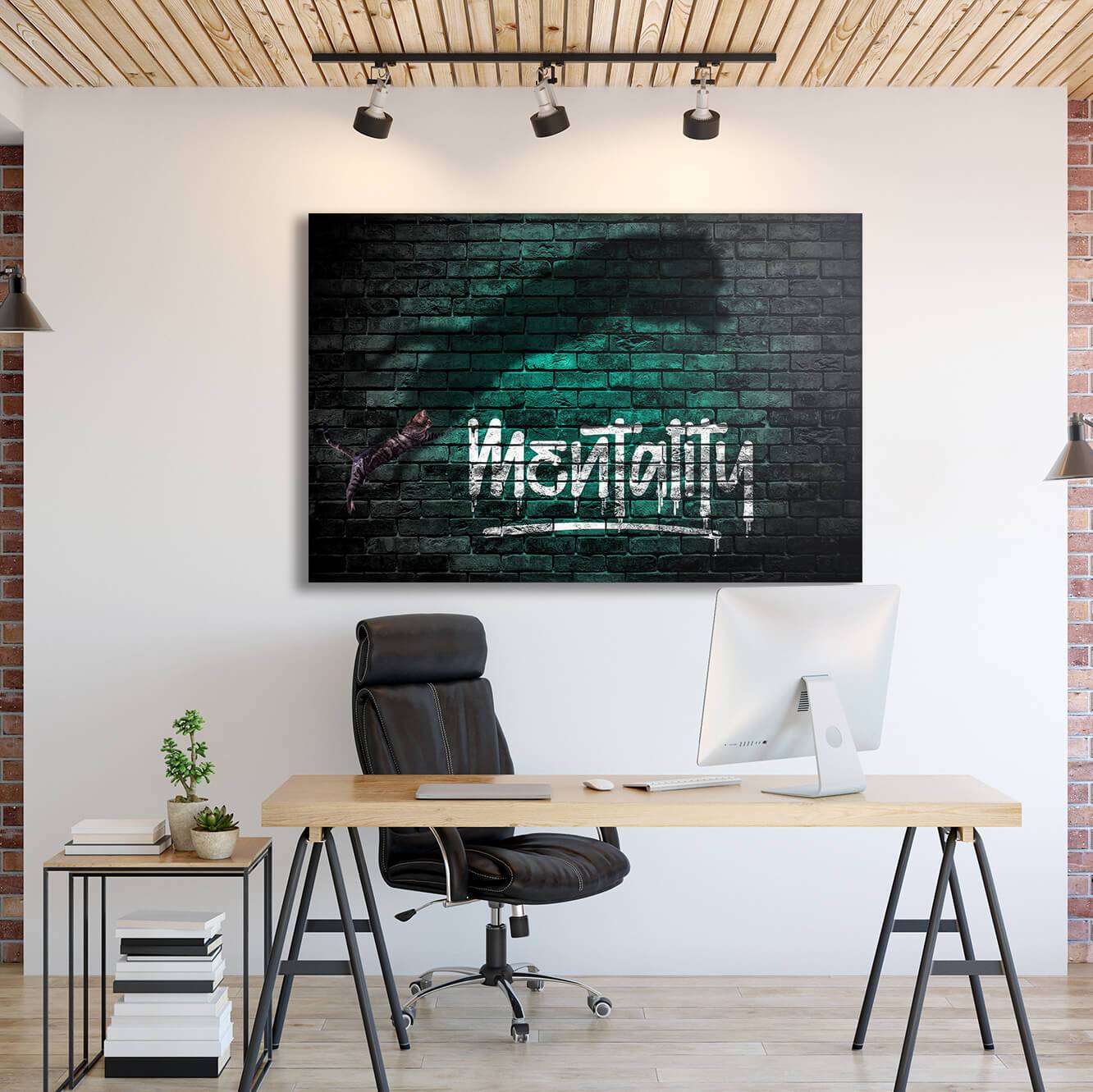 Cat Tiger Shadow - Mentality Wall Art | Inspirational Wall Art Motivational Wall Art Quotes Office Art | Impaktiv Exclusive Canvas Art Landscape