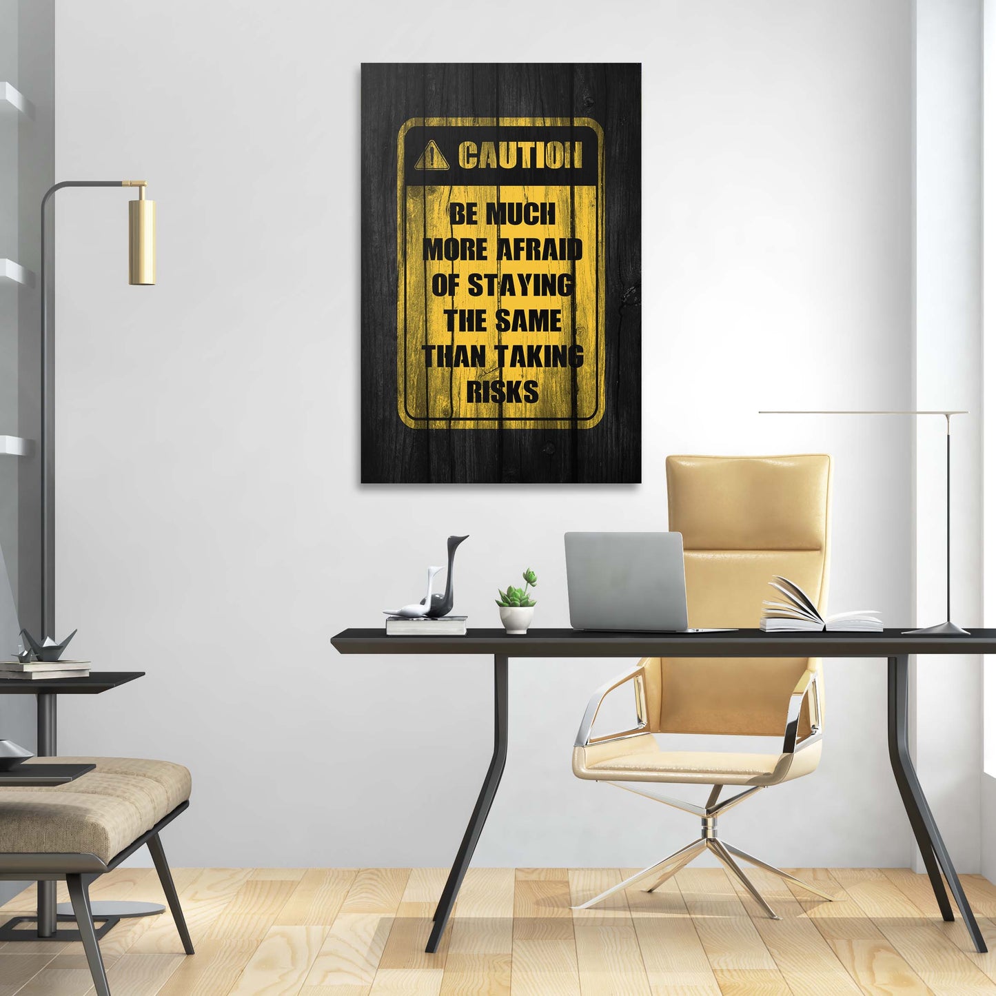 Caution Taking Risks Wall Art | Inspirational Wall Art Motivational Wall Art Quotes Office Art | Impaktiv Exclusive Canvas Art Portrait