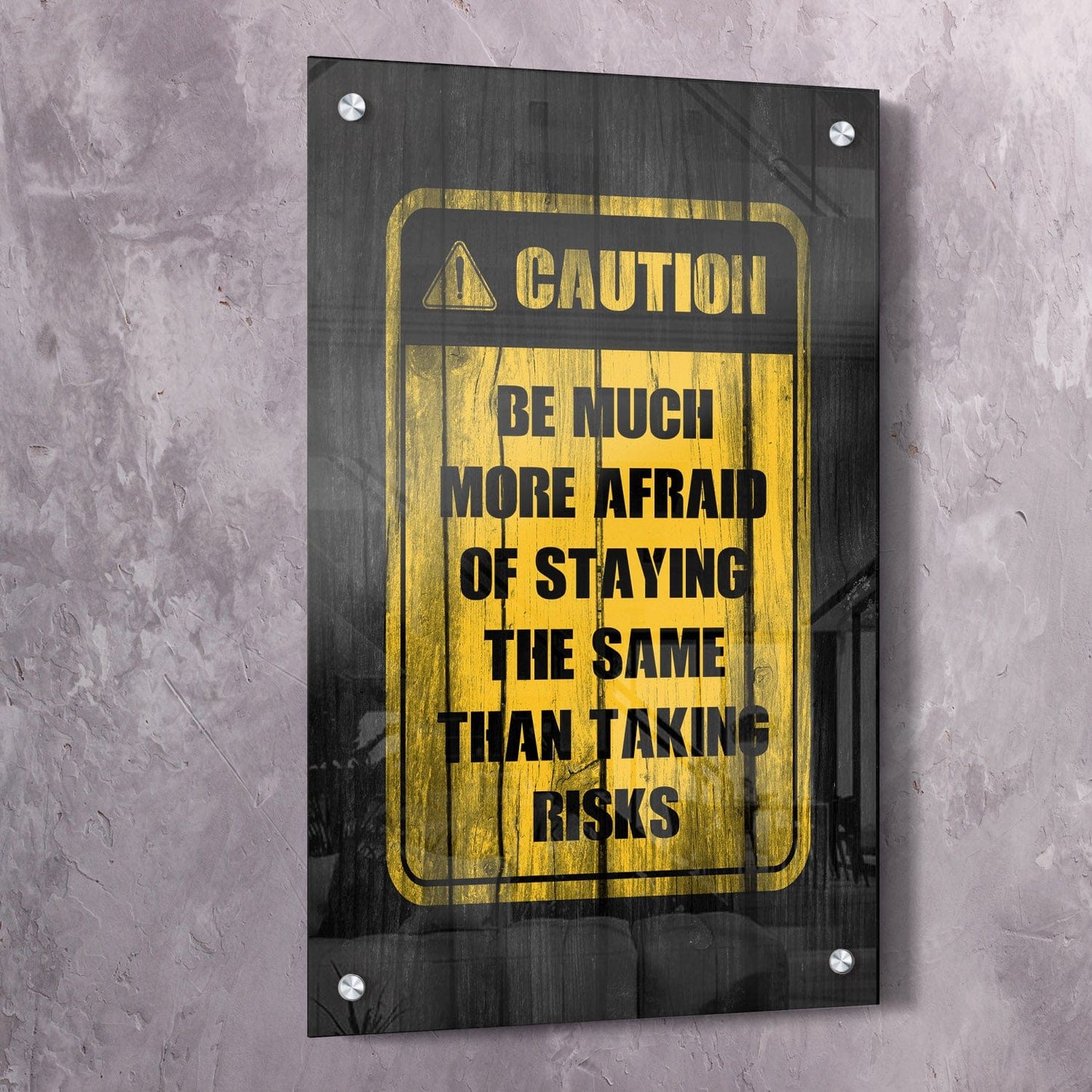 Caution Taking Risks Wall Art | Inspirational Wall Art Motivational Wall Art Quotes Office Art | Impaktiv Exclusive Canvas Art Portrait