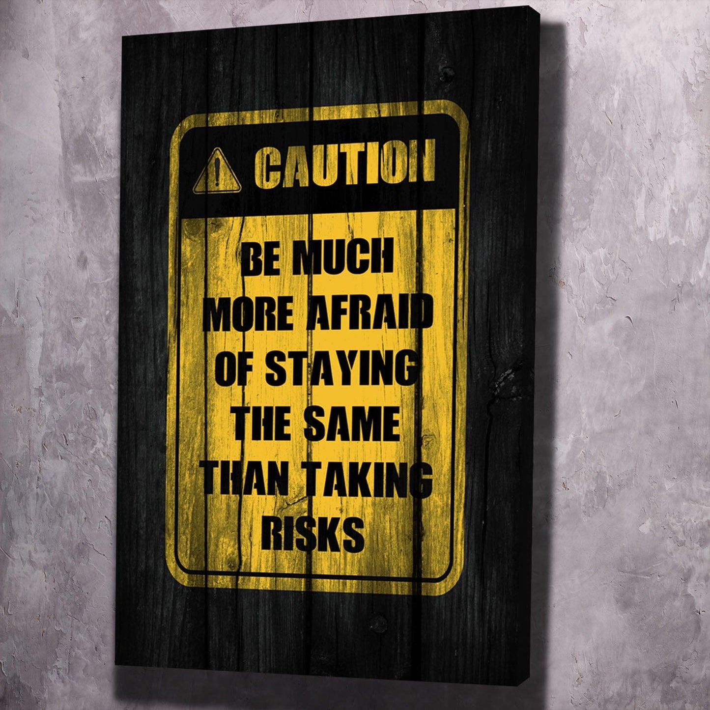 Caution Taking Risks Wall Art | Inspirational Wall Art Motivational Wall Art Quotes Office Art | Impaktiv Exclusive Canvas Art Portrait