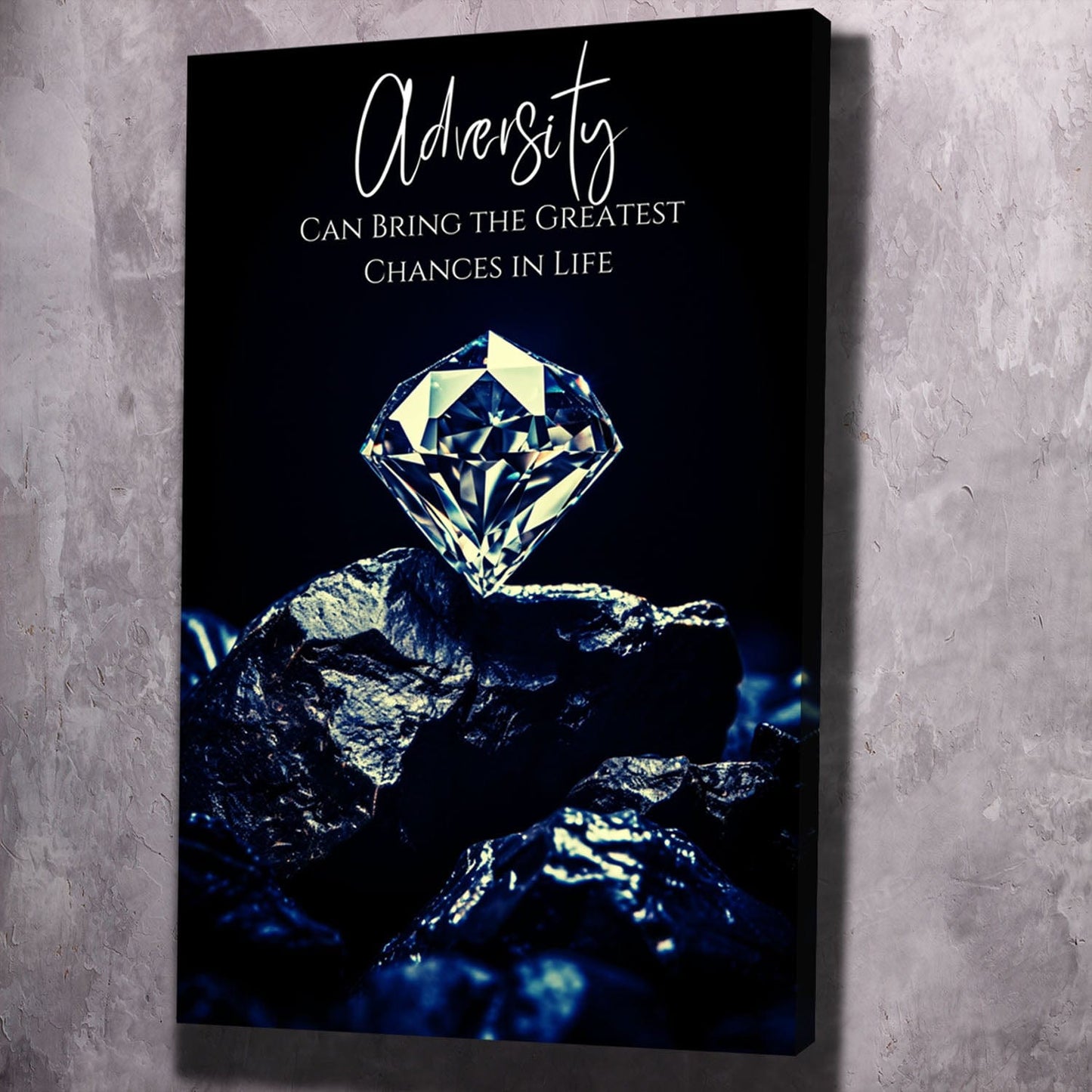 Coal's Diamond - Adversity can bring the greatest chances in life Quote Wall Art | Inspirational Wall Art Motivational Wall Art Quotes Office Art | Impaktiv Exclusive Canvas Art Portrait
