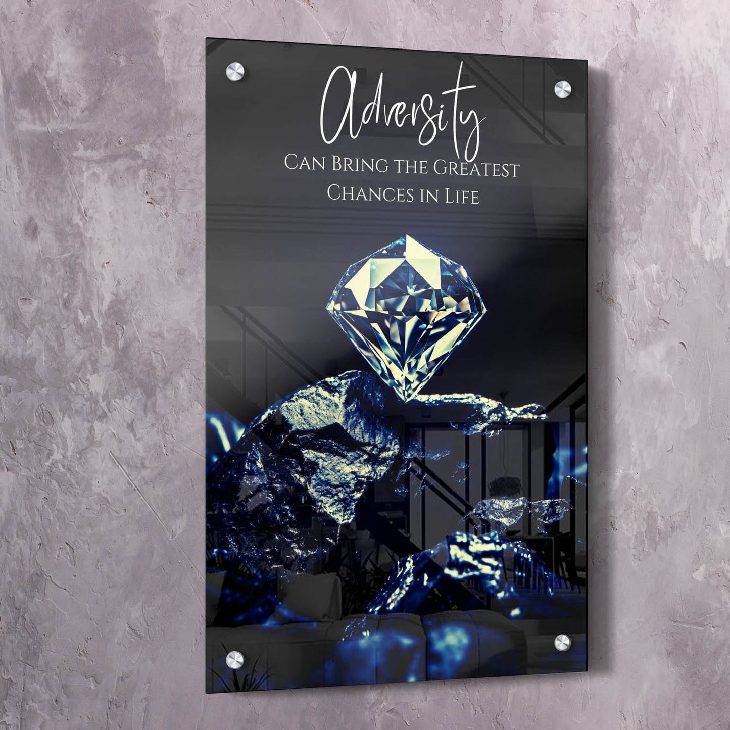 Coal's Diamond - Adversity can bring the greatest chances in life Quote Wall Art | Inspirational Wall Art Motivational Wall Art Quotes Office Art | Impaktiv Exclusive Canvas Art Portrait