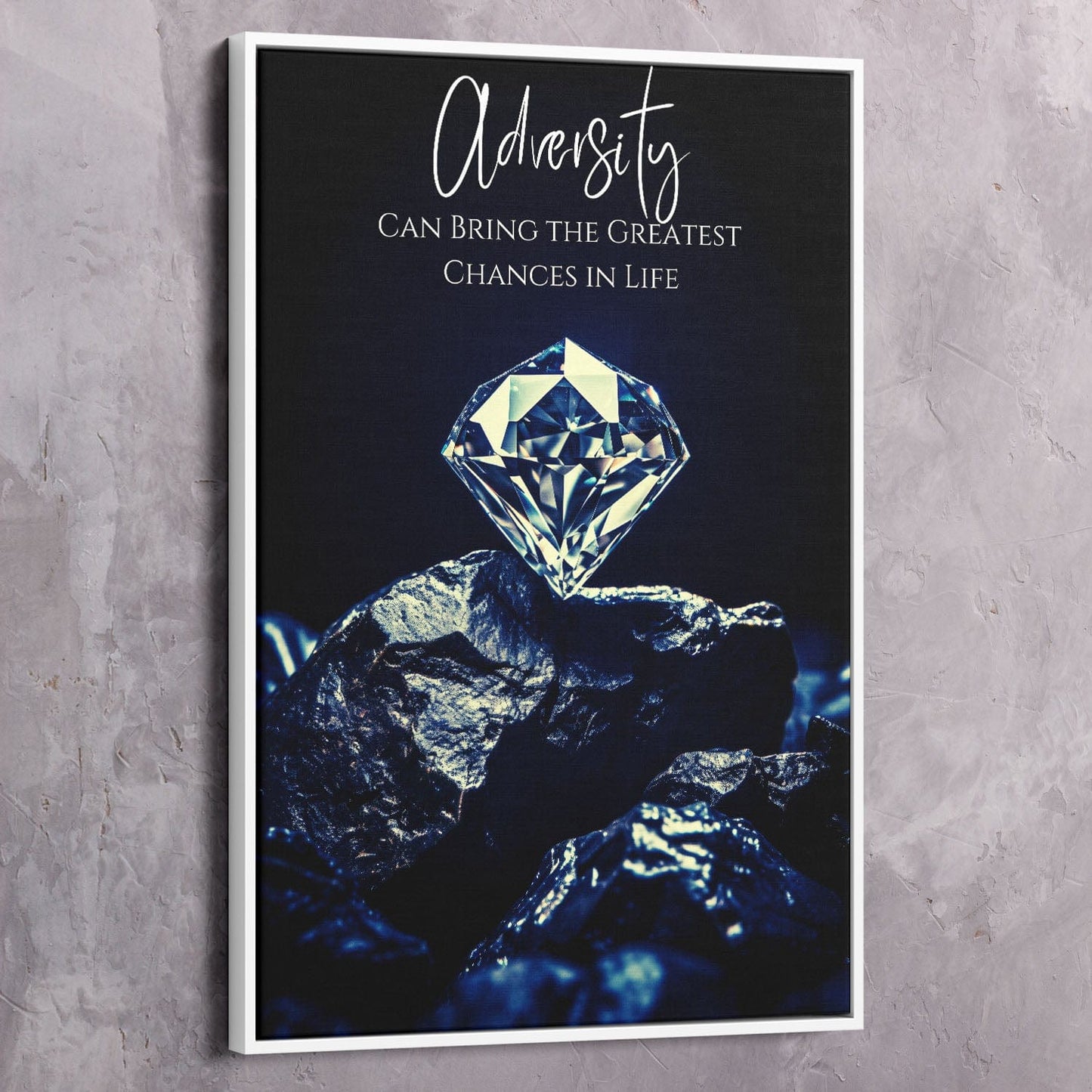 Coal's Diamond - Adversity can bring the greatest chances in life Quote Wall Art | Inspirational Wall Art Motivational Wall Art Quotes Office Art | Impaktiv Exclusive Canvas Art Portrait