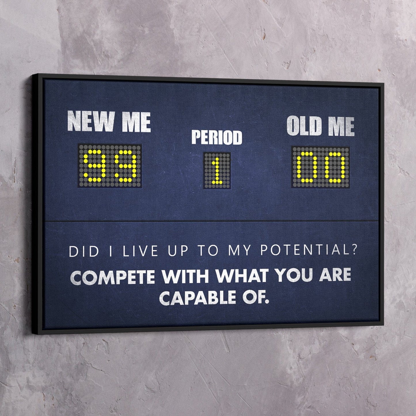 Compete with What You Are Capable of Scoreboard - Michael Jordan Inspired Quote Wall Art | Inspirational Wall Art Motivational Wall Art Quotes Office Art | Impaktiv Exclusive Canvas Art Landscape