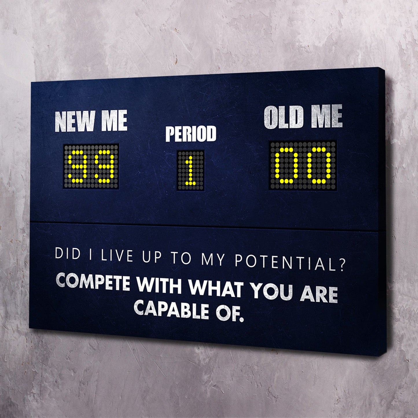 Compete with What You Are Capable of Scoreboard - Michael Jordan Inspired Quote Wall Art | Inspirational Wall Art Motivational Wall Art Quotes Office Art | Impaktiv Exclusive Canvas Art Landscape