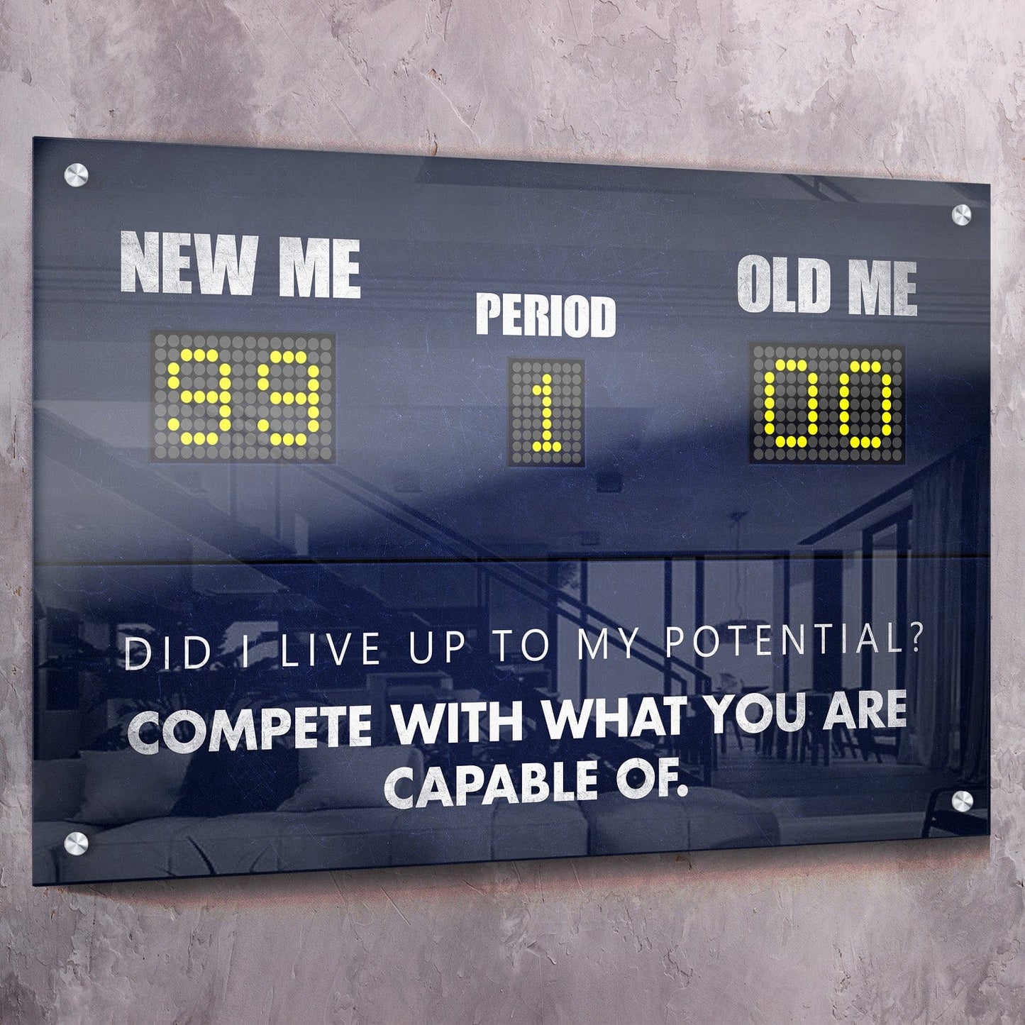 Compete with What You Are Capable of Scoreboard - Michael Jordan Inspired Quote Wall Art | Inspirational Wall Art Motivational Wall Art Quotes Office Art | Impaktiv Exclusive Canvas Art Landscape
