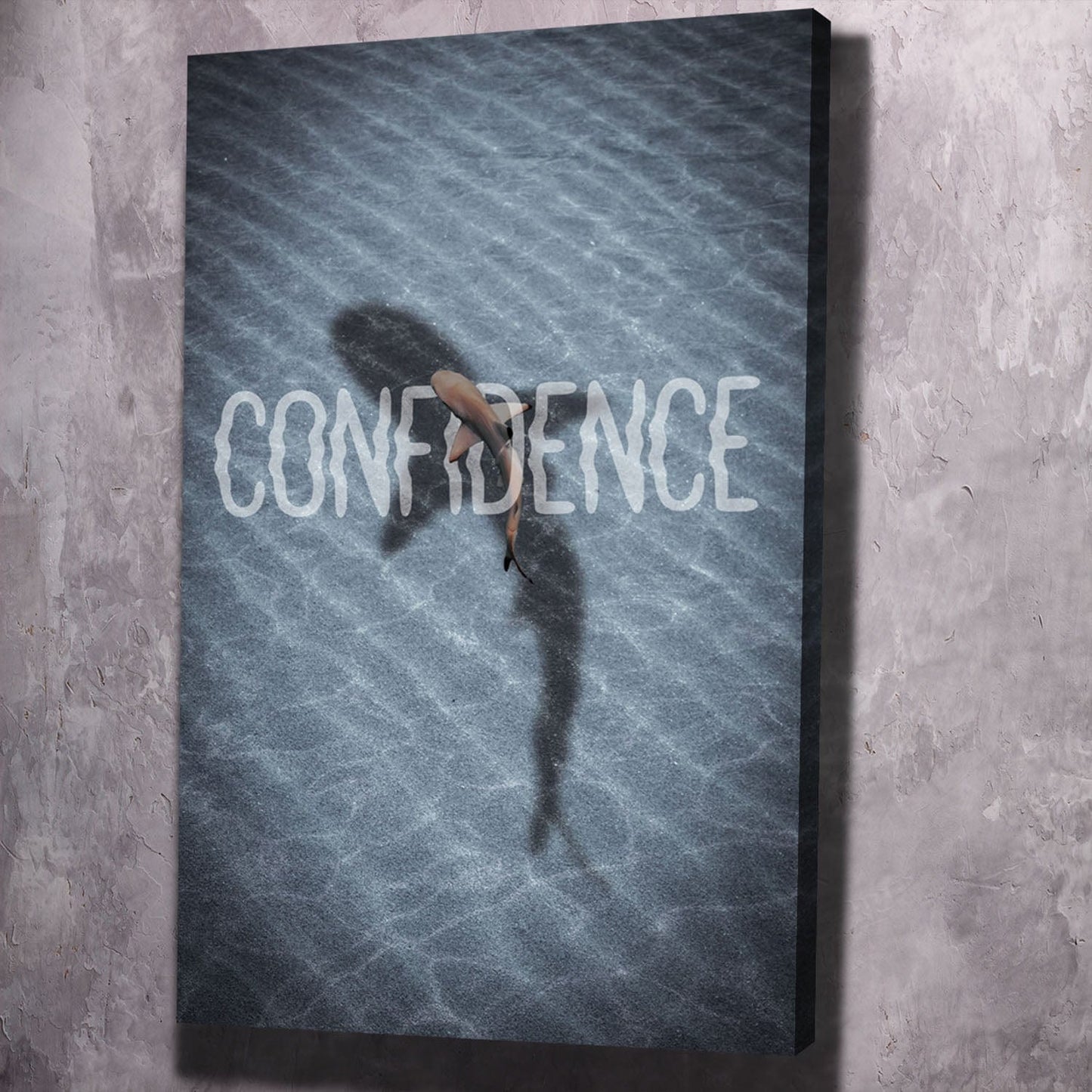 Confidence Shark Shadow Wall Art | Inspirational Wall Art Motivational Wall Art Quotes Office Art | Impaktiv Exclusive Canvas Art Portrait