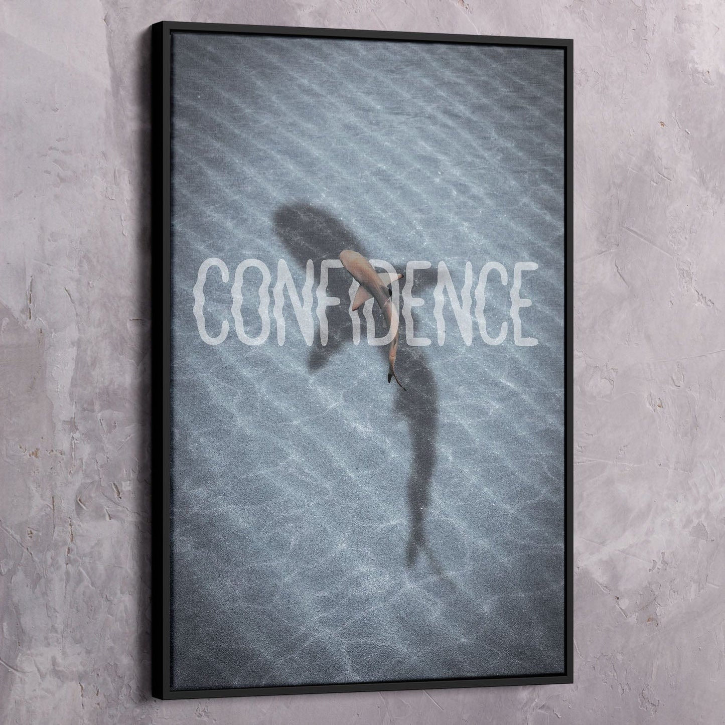Confidence Shark Shadow Wall Art | Inspirational Wall Art Motivational Wall Art Quotes Office Art | Impaktiv Exclusive Canvas Art Portrait