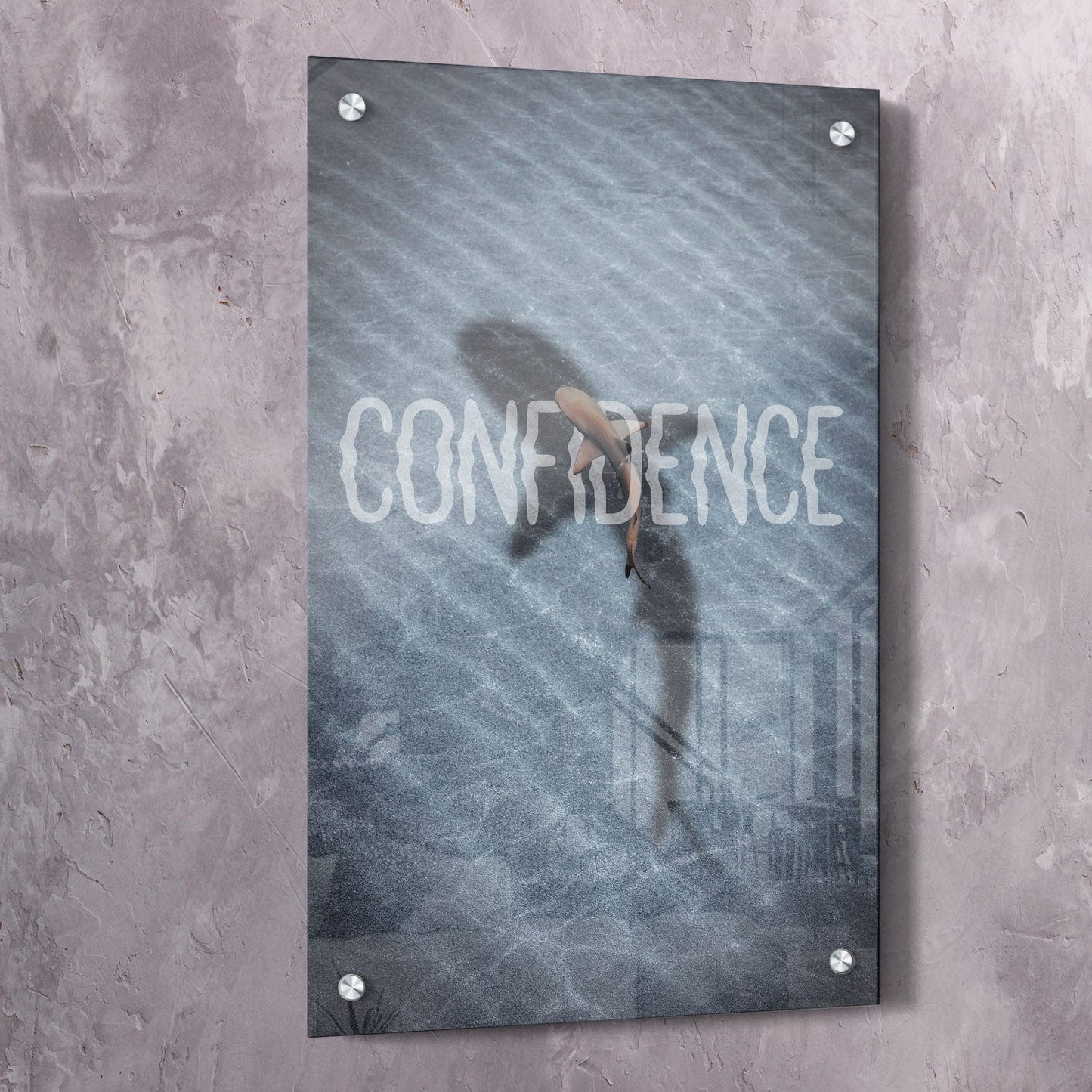 Confidence Shark Shadow Wall Art | Inspirational Wall Art Motivational Wall Art Quotes Office Art | Impaktiv Exclusive Canvas Art Portrait