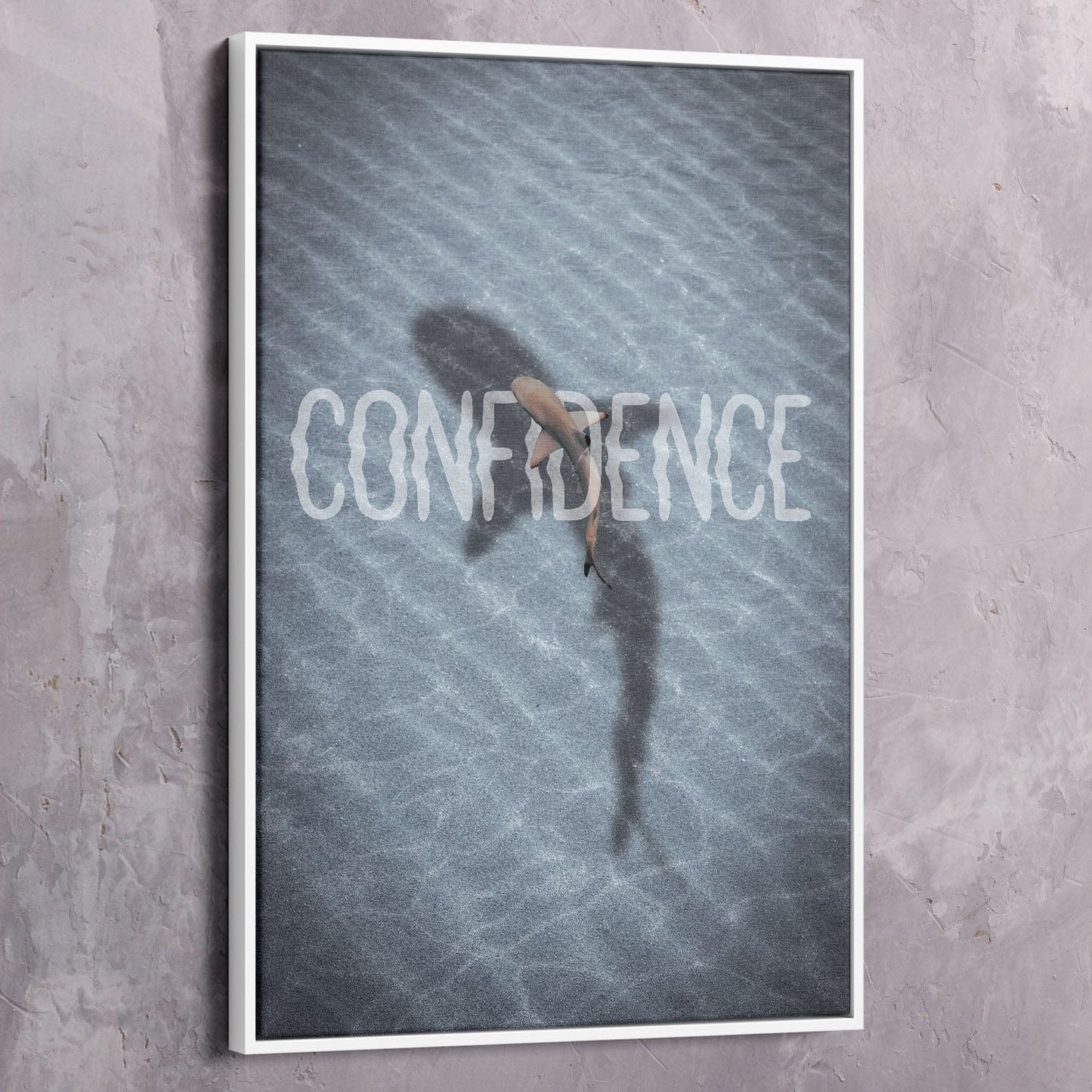Confidence Shark Shadow Wall Art | Inspirational Wall Art Motivational Wall Art Quotes Office Art | Impaktiv Exclusive Canvas Art Portrait