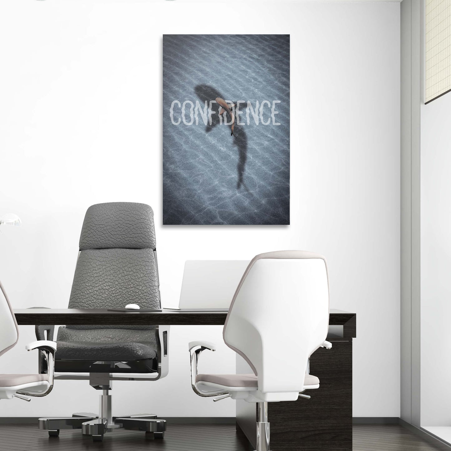 Confidence Shark Shadow Wall Art | Inspirational Wall Art Motivational Wall Art Quotes Office Art | Impaktiv Exclusive Canvas Art Portrait