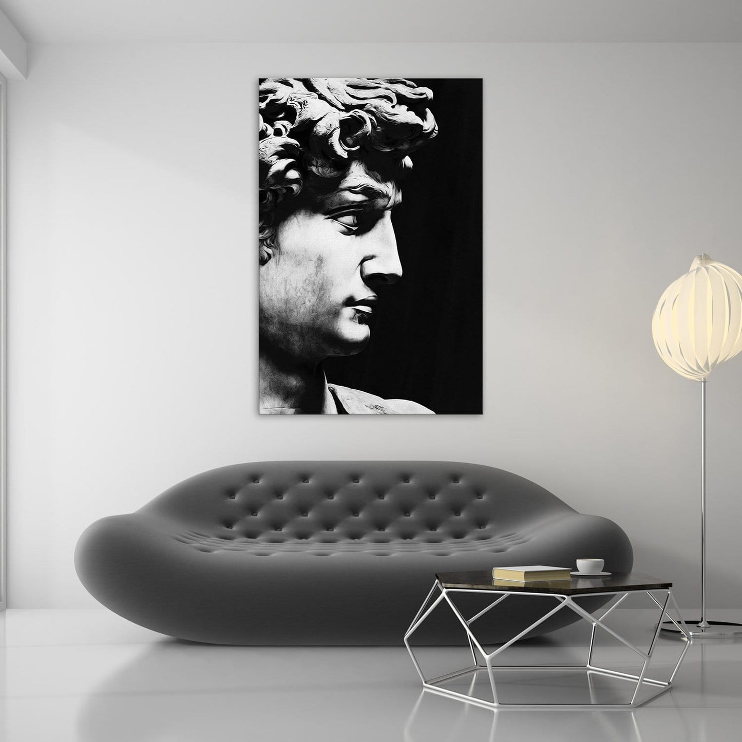 David Sculpture Black & White Wall Art | Inspirational Wall Art Motivational Wall Art Quotes Office Art | Impaktiv Exclusive Canvas Art Portrait